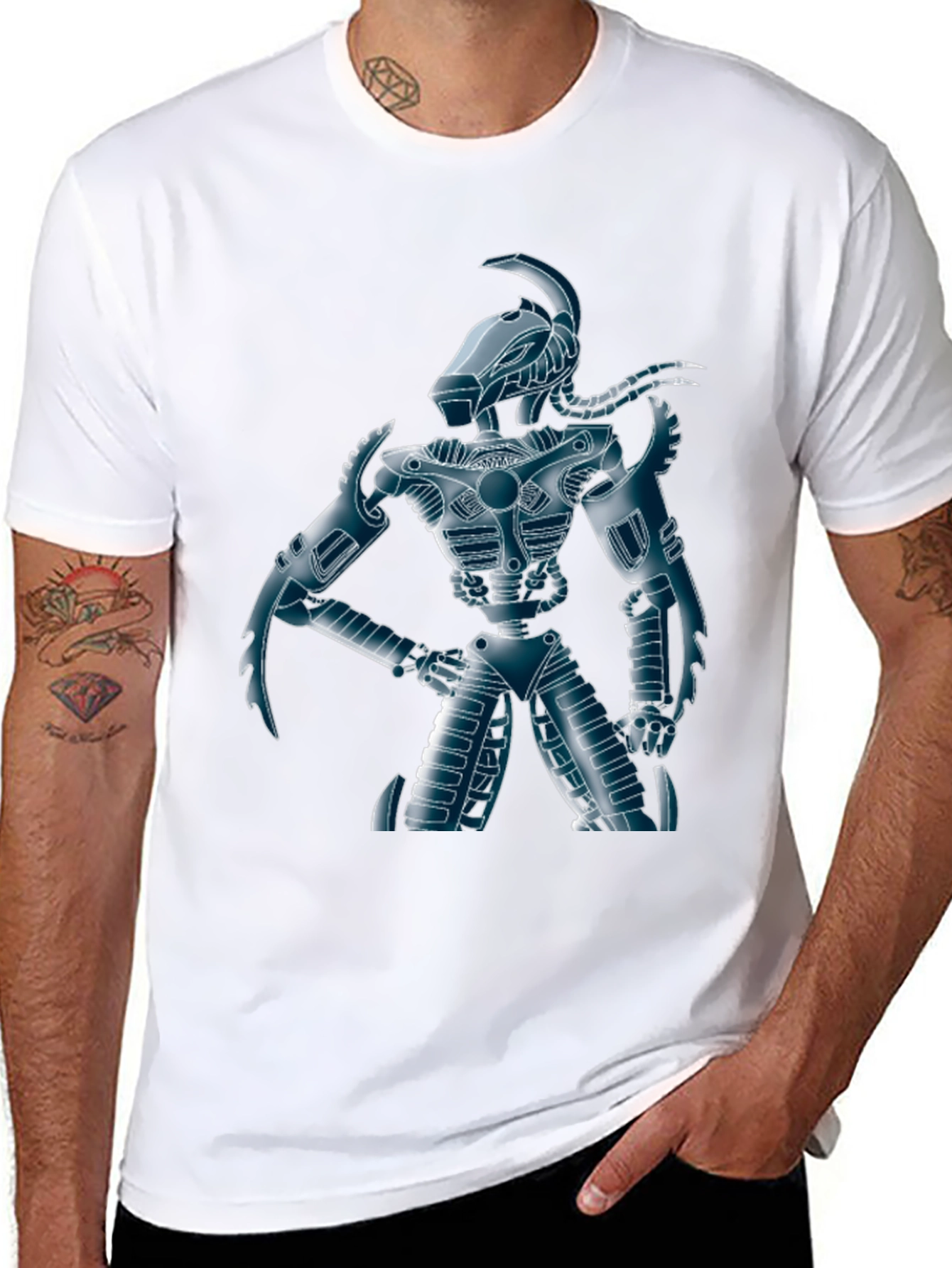 Robot Warrior Graphic Tee - Sci-Fi Style