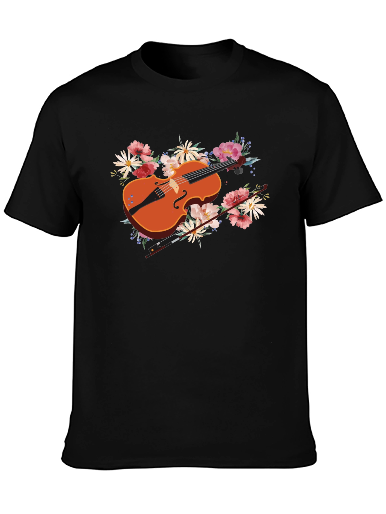 Floral Violin T-Shirt - Music Lover Tee
