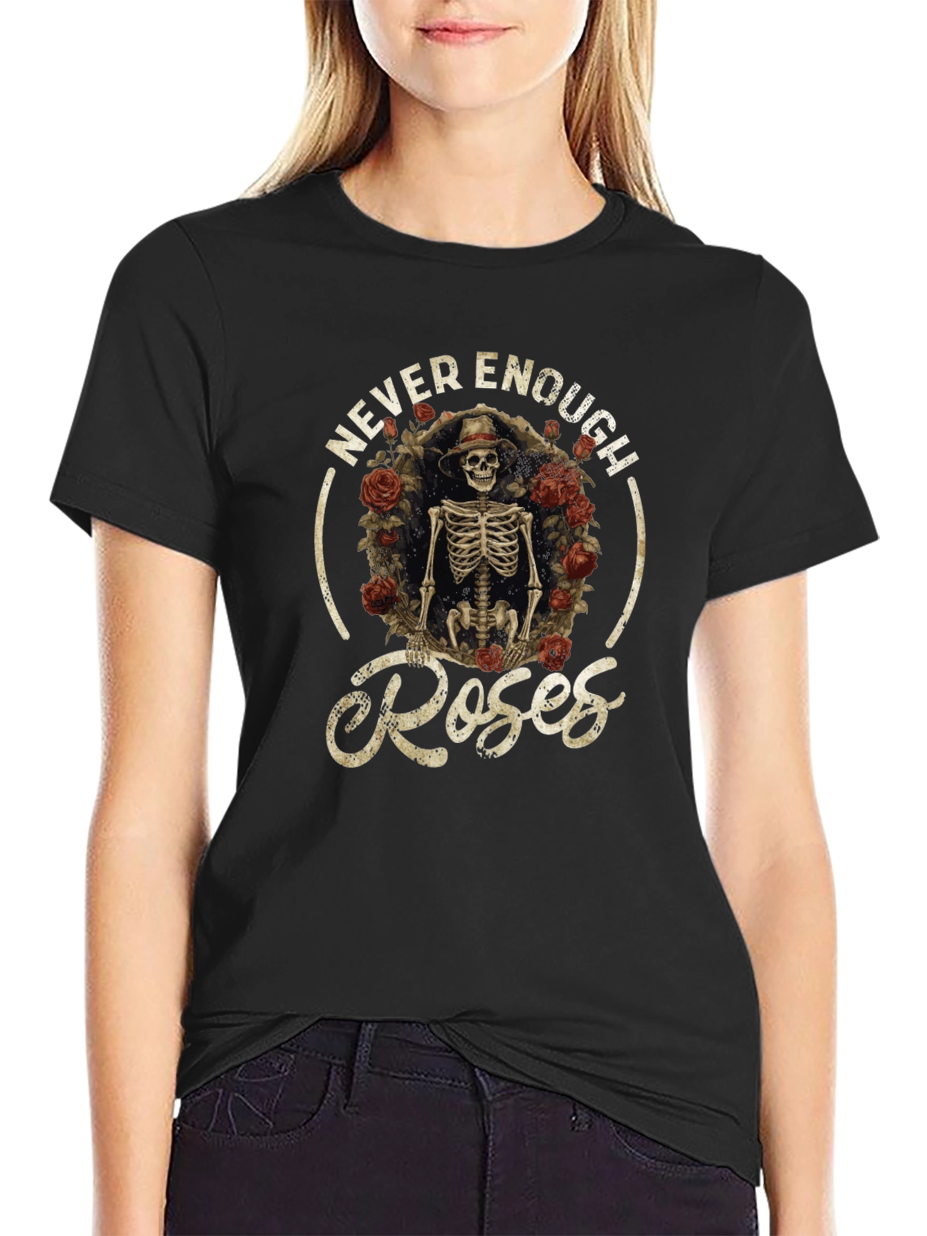 Never Enough Roses Skeleton Graphic Tee
