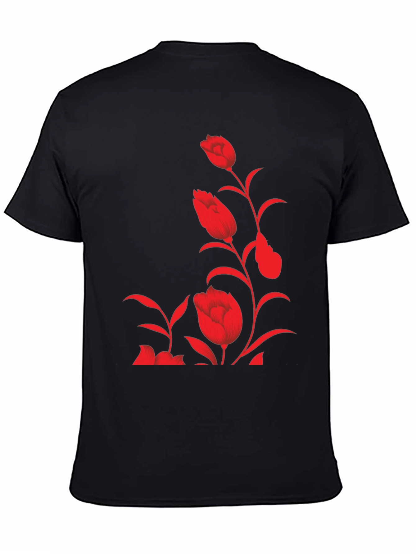 Floral Print Tee - Stylish Black T-Shirt