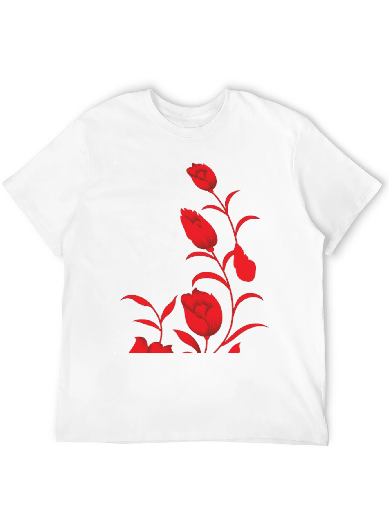 Floral Print Tee - Stylish Black T-Shirt