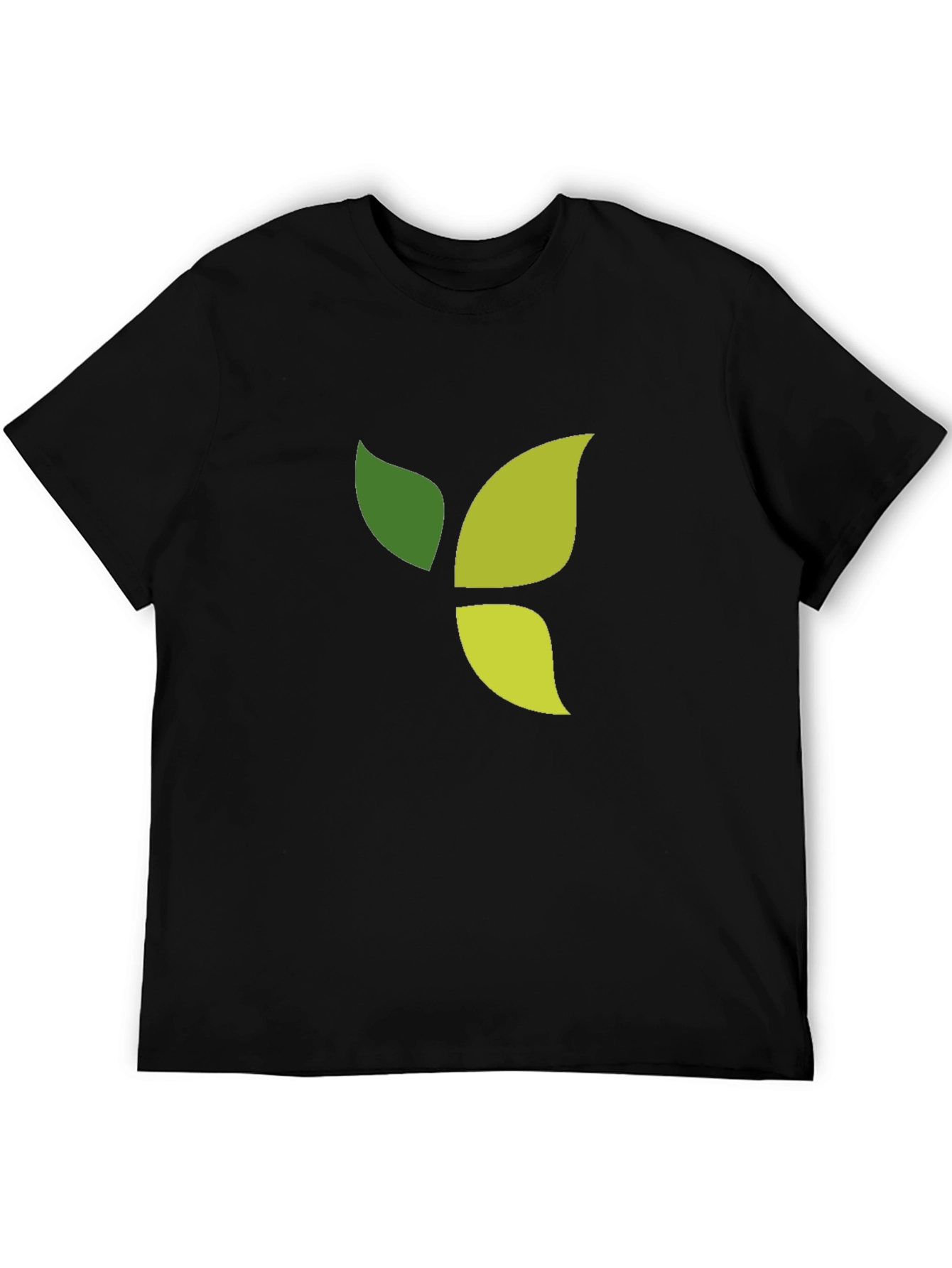 Green Leaf Graphic Black T-Shirt