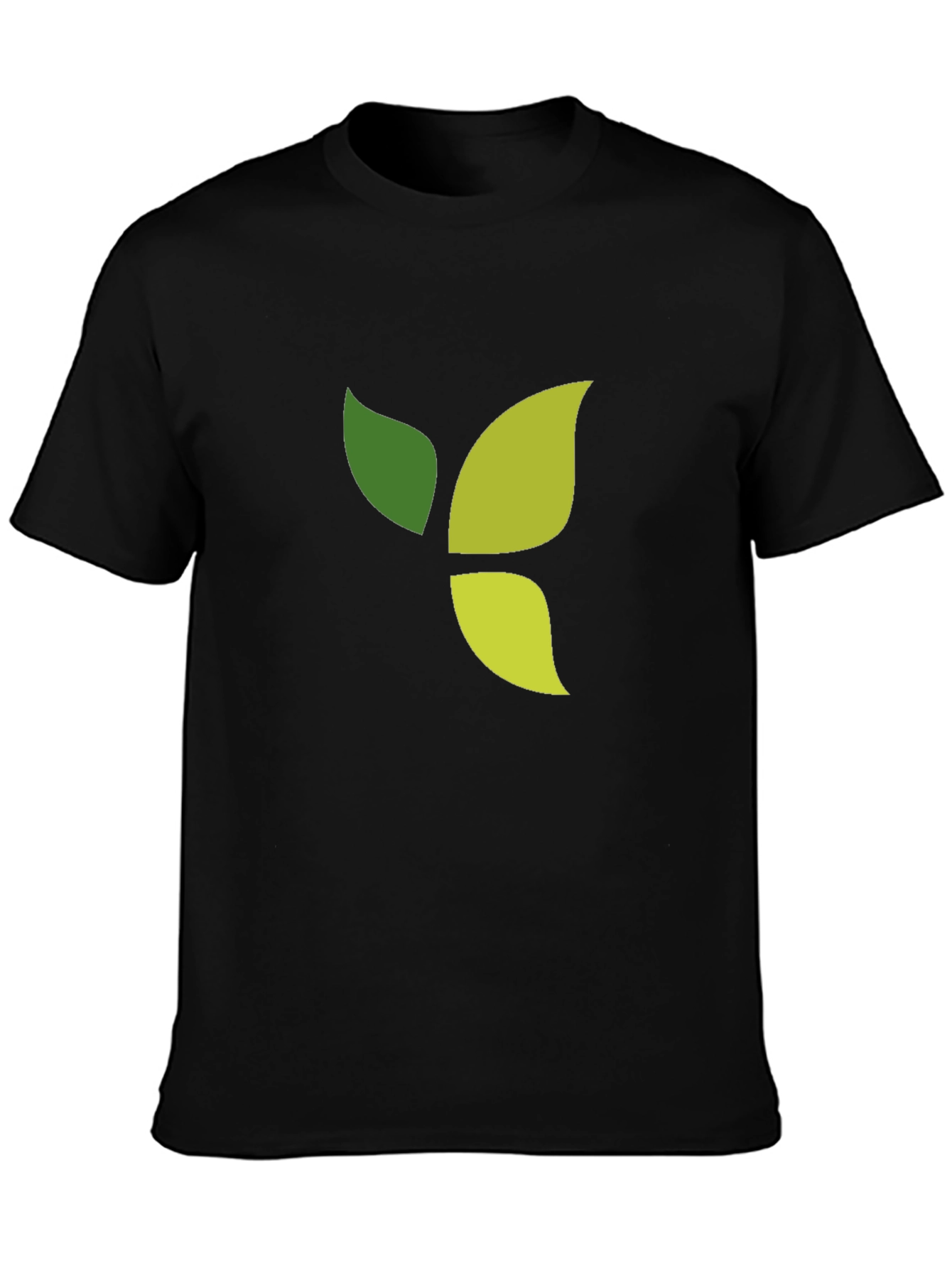 Green Leaf Graphic Black T-Shirt