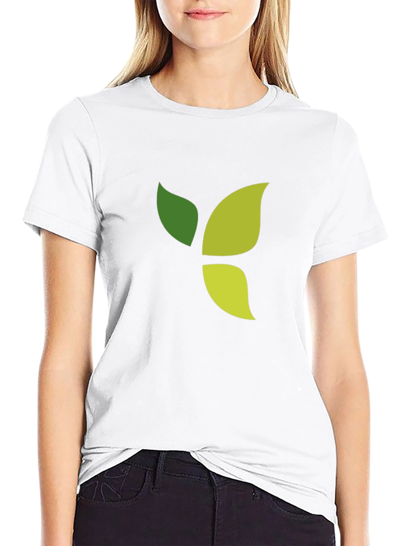 Green Leaf Graphic Black T-Shirt