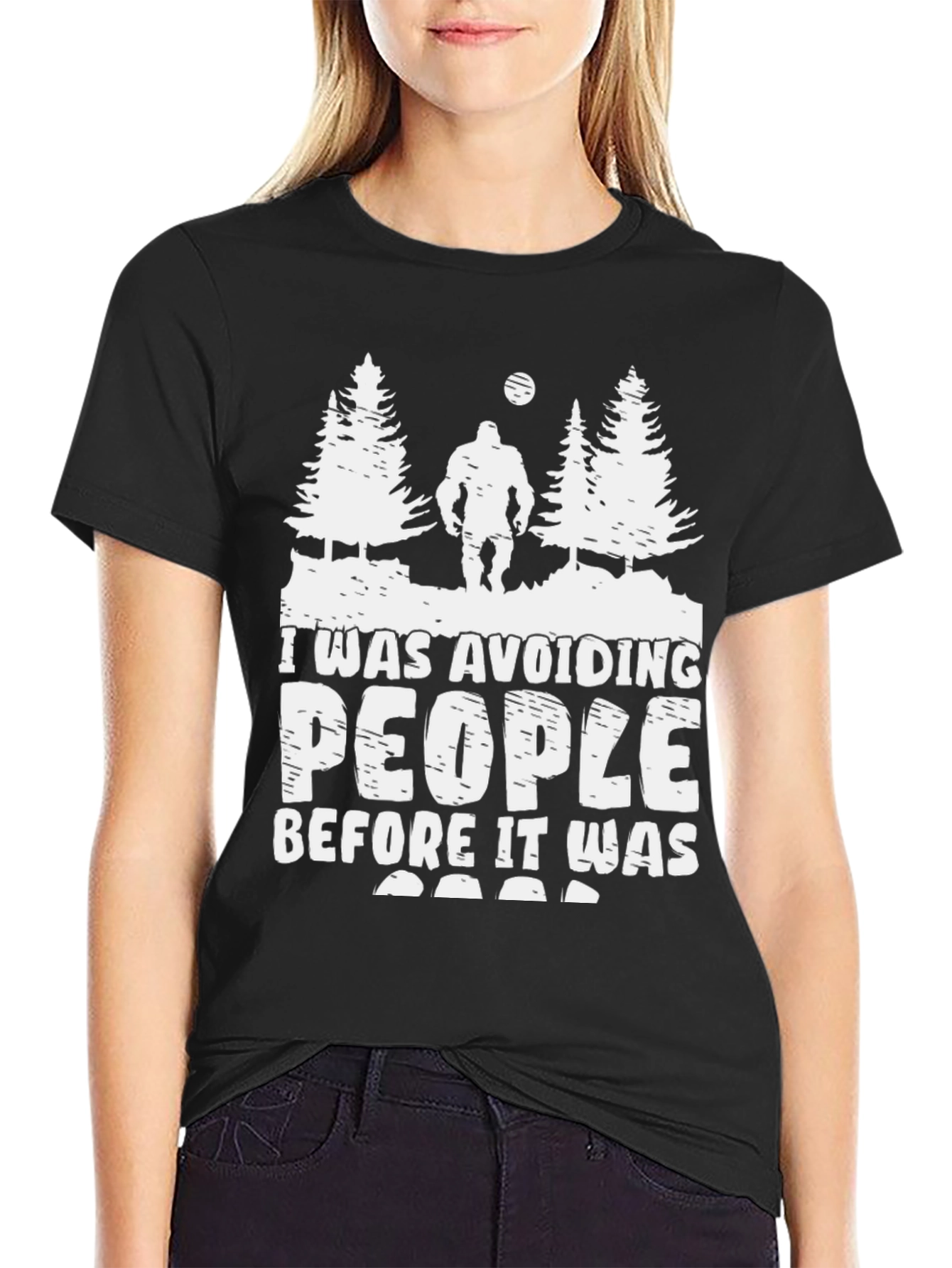 Avoiding People T-Shirt Funny Bigfoot Design