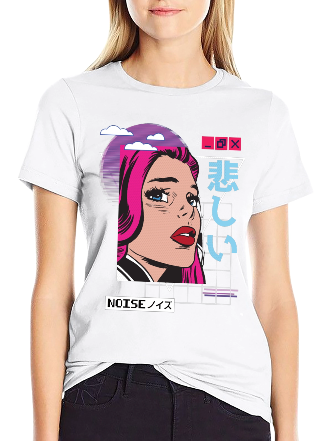 Retro Anime Girl T-Shirt -  Modern Vaporwave Style