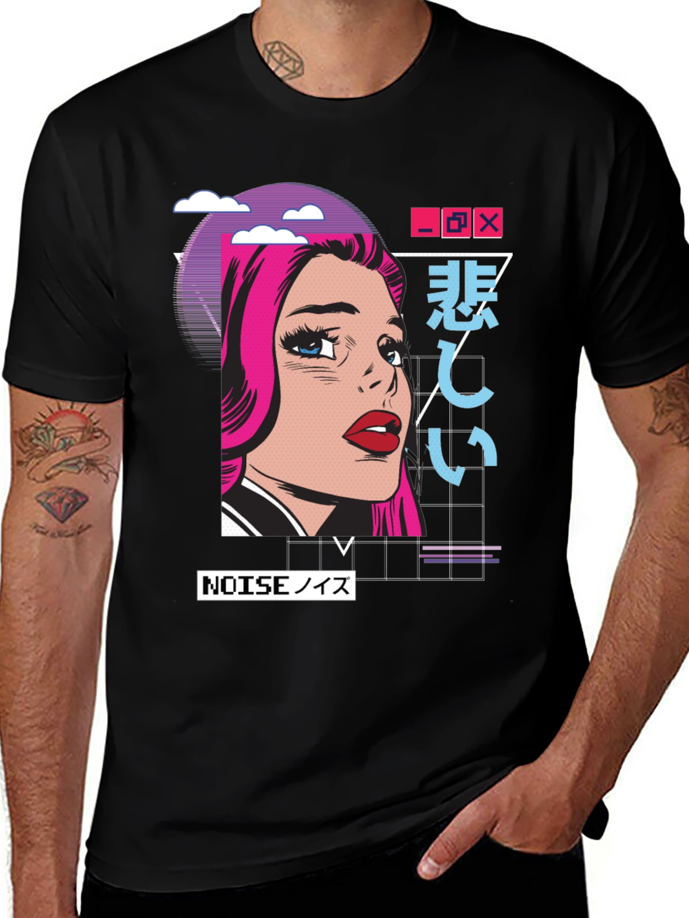 Retro Anime Girl T-Shirt -  Modern Vaporwave Style