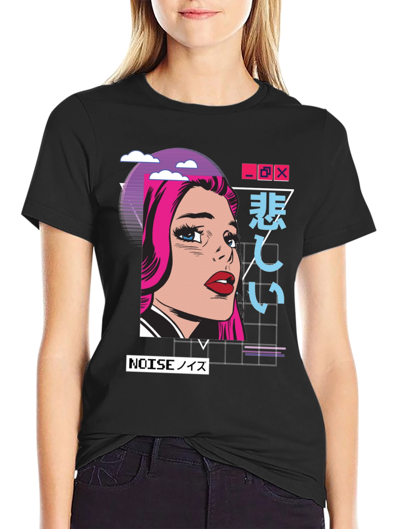 Retro Anime Girl T-Shirt -  Modern Vaporwave Style