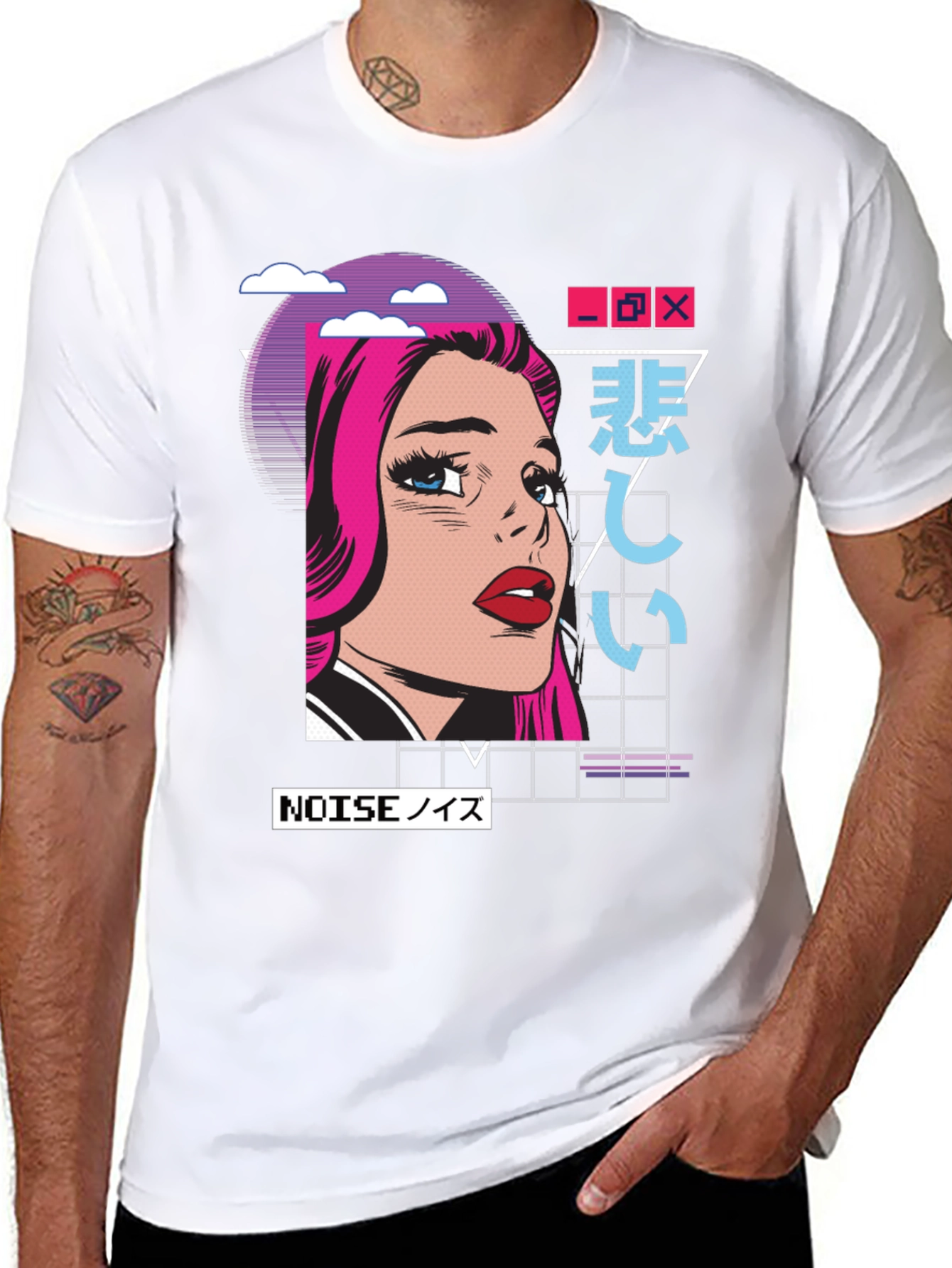Retro Anime Girl T-Shirt -  Modern Vaporwave Style