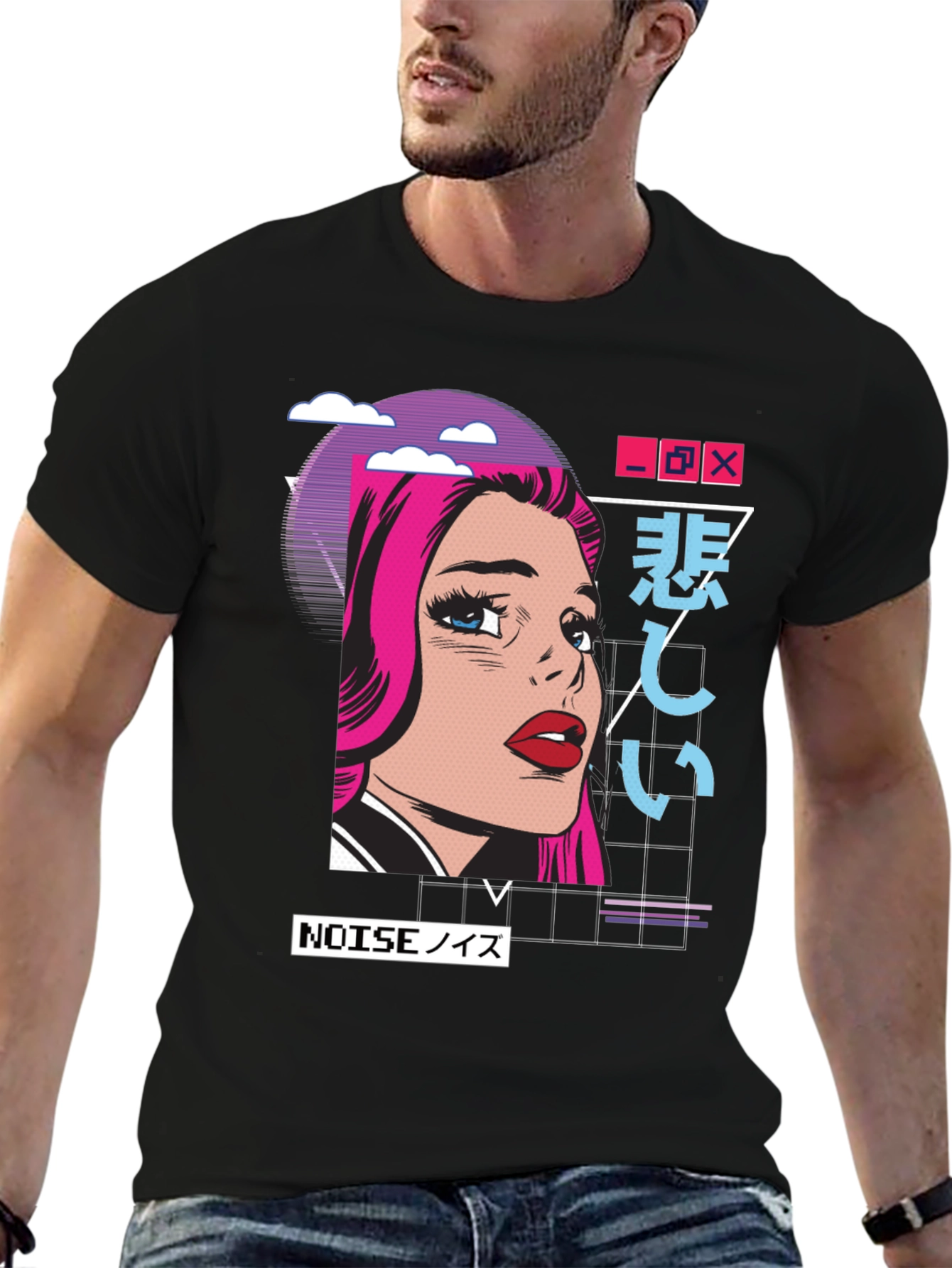 Retro Anime Girl T-Shirt -  Modern Vaporwave Style