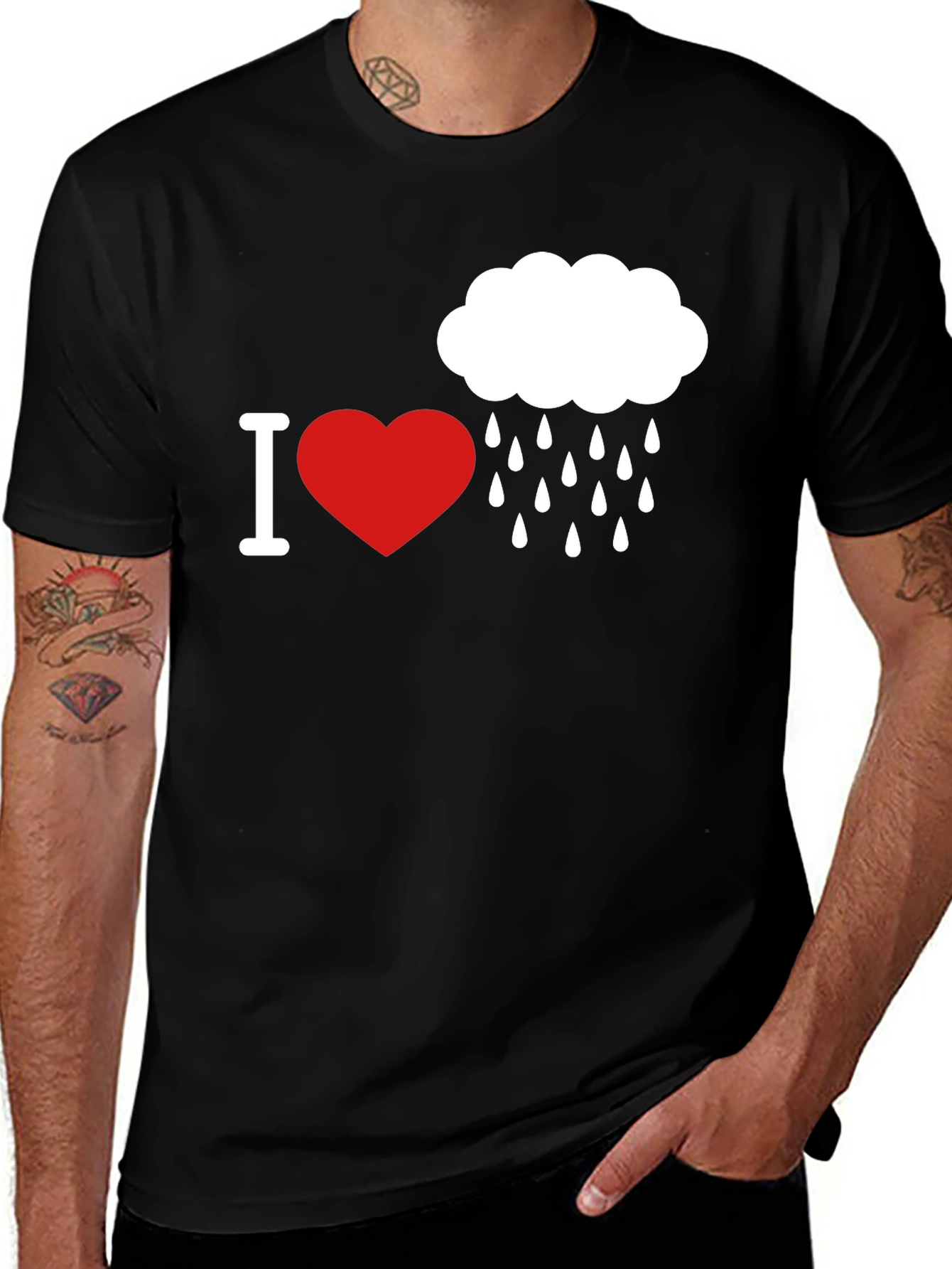 I Heart Rain T-Shirt - Black Graphic Tee