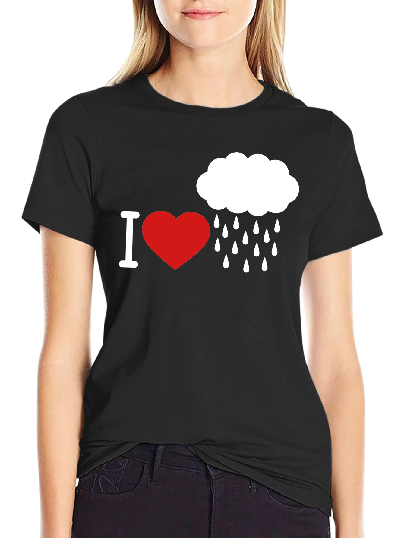I Heart Rain T-Shirt - Black Graphic Tee