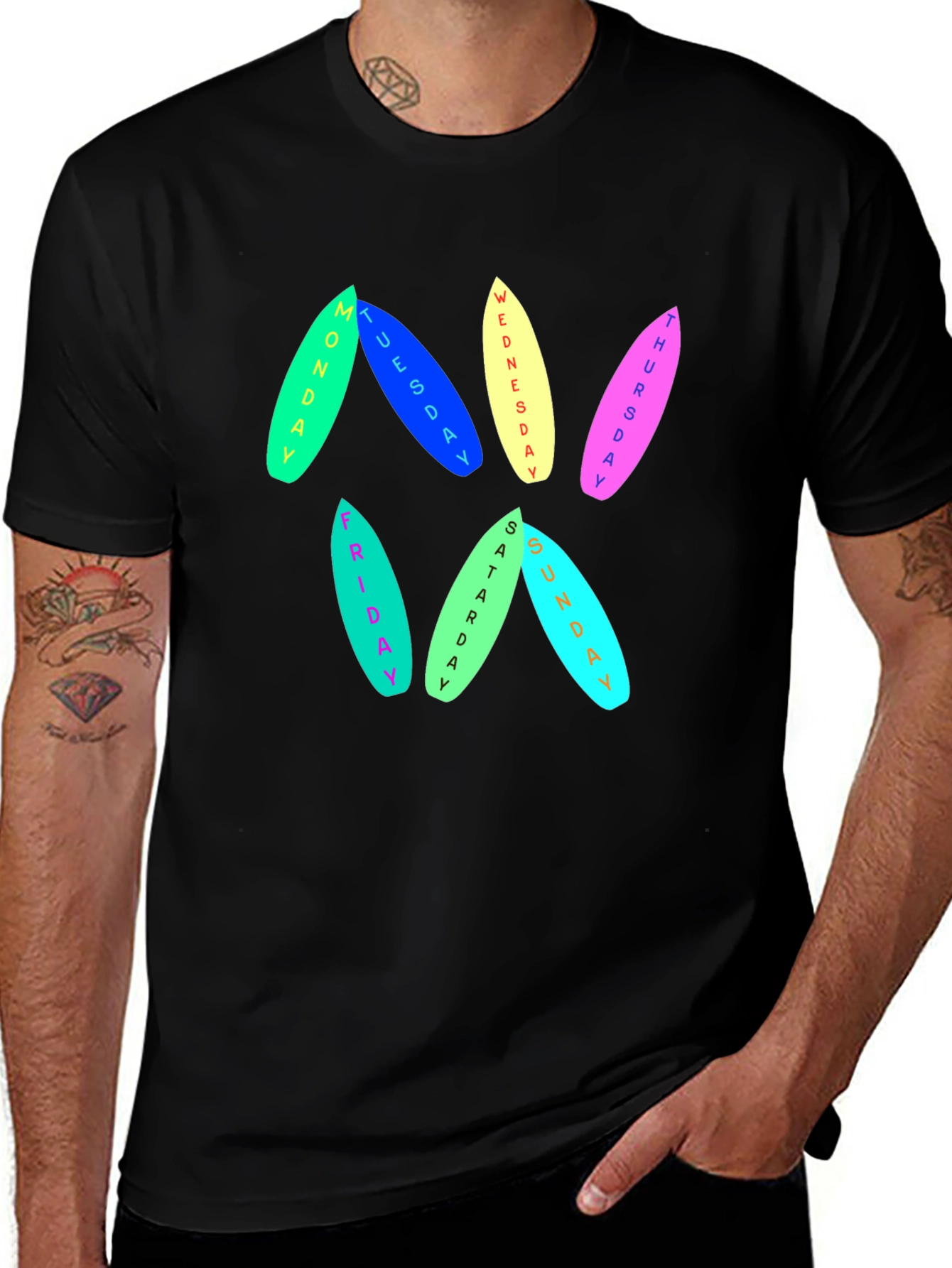 Days of the Week Surfboard T-Shirt