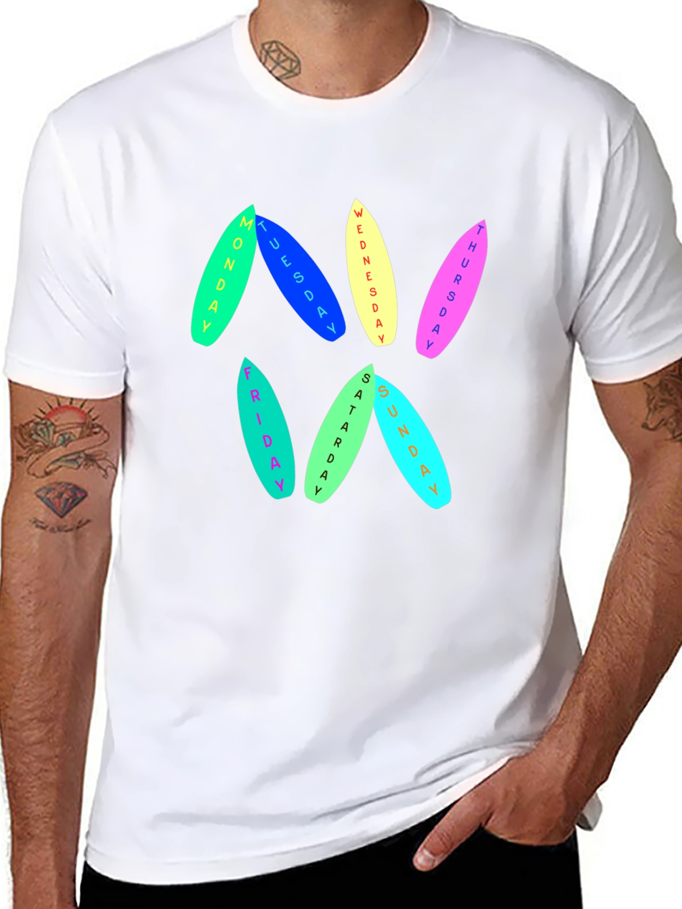 Days of the Week Surfboard T-Shirt