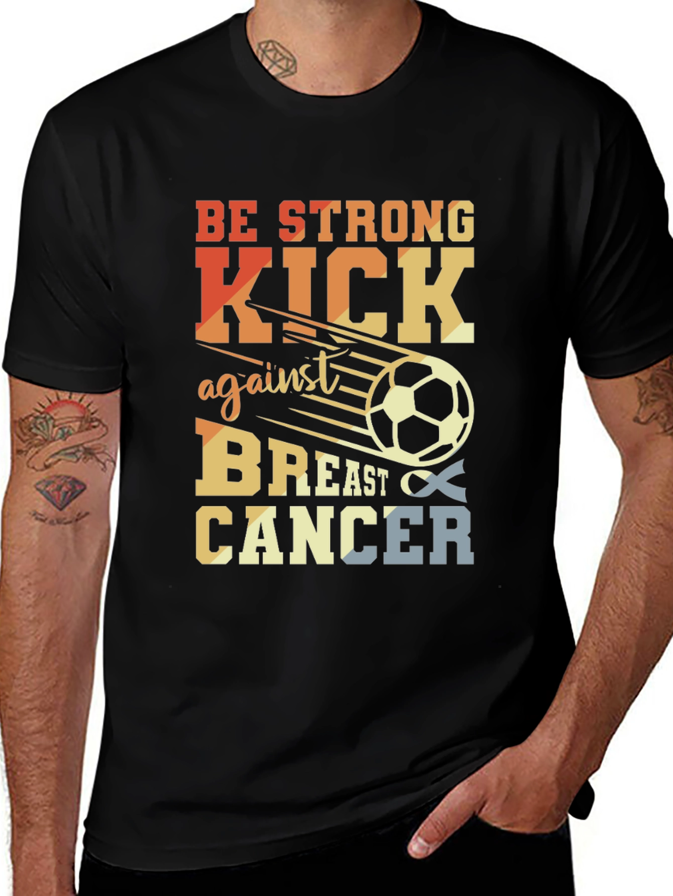 Be Strong Kick Against Breast Cancer Graphic T-Shirt
