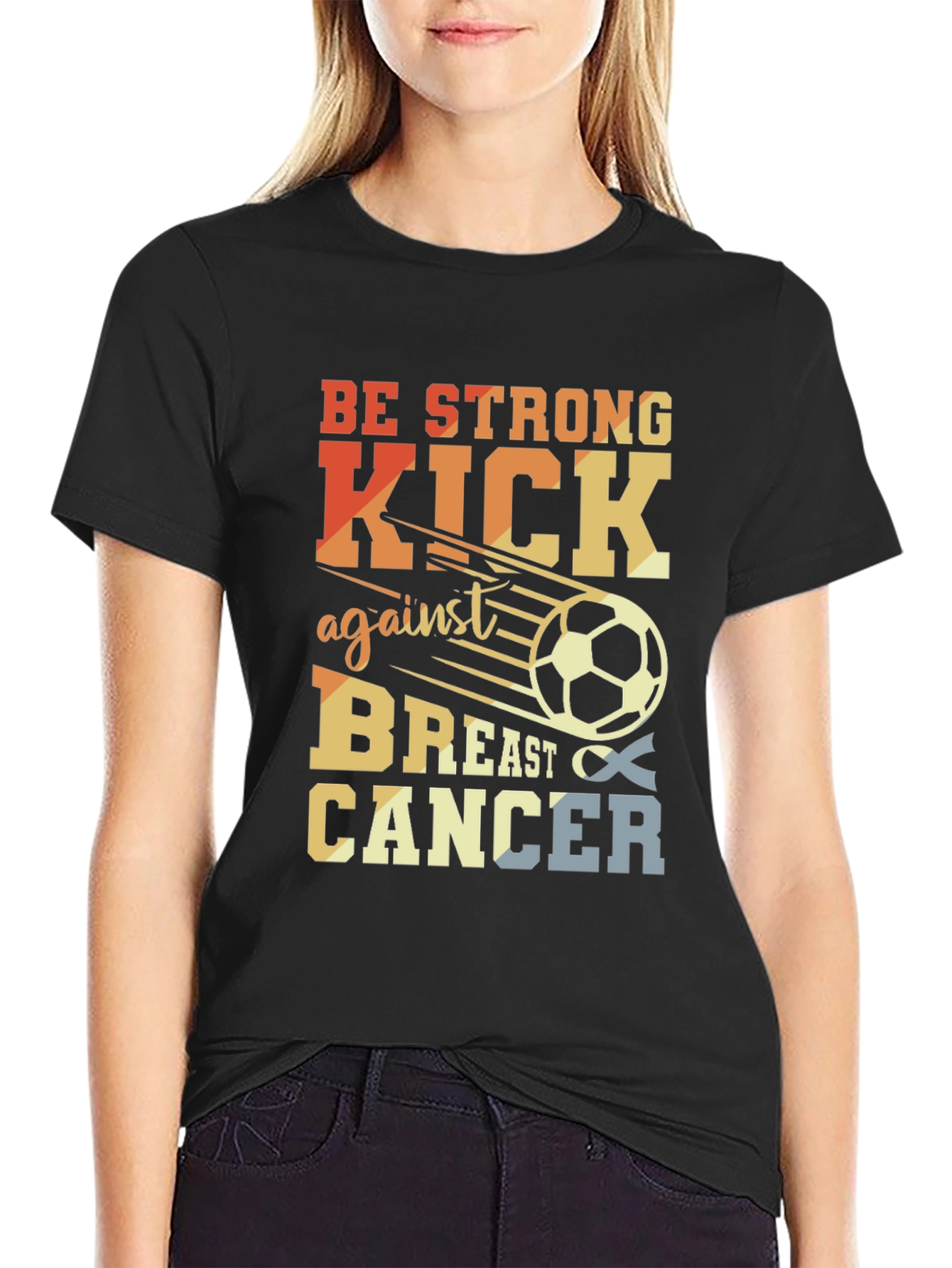 Be Strong Kick Against Breast Cancer Graphic T-Shirt