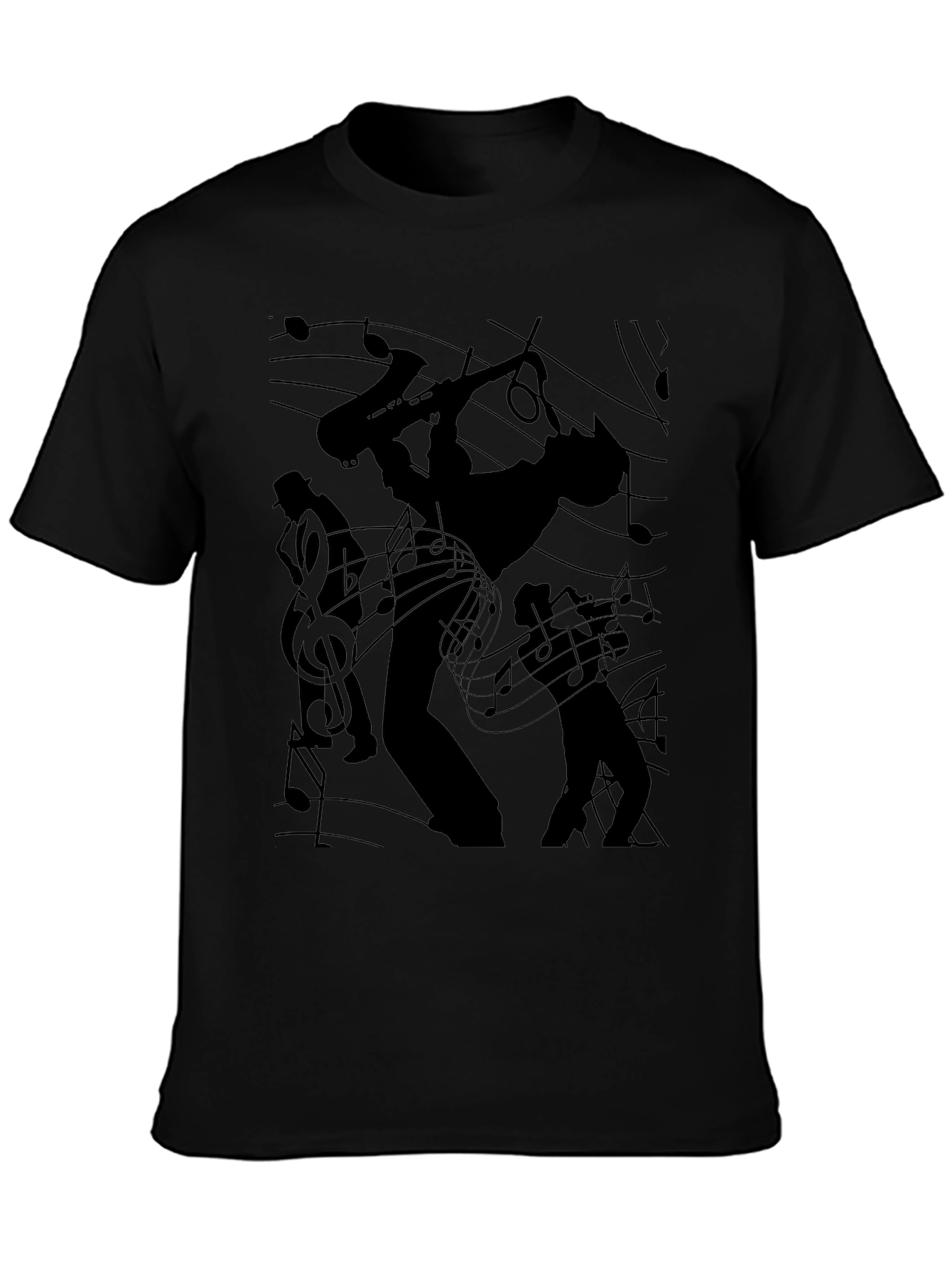 Jazz Band Silhouette Black Graphic Tee
