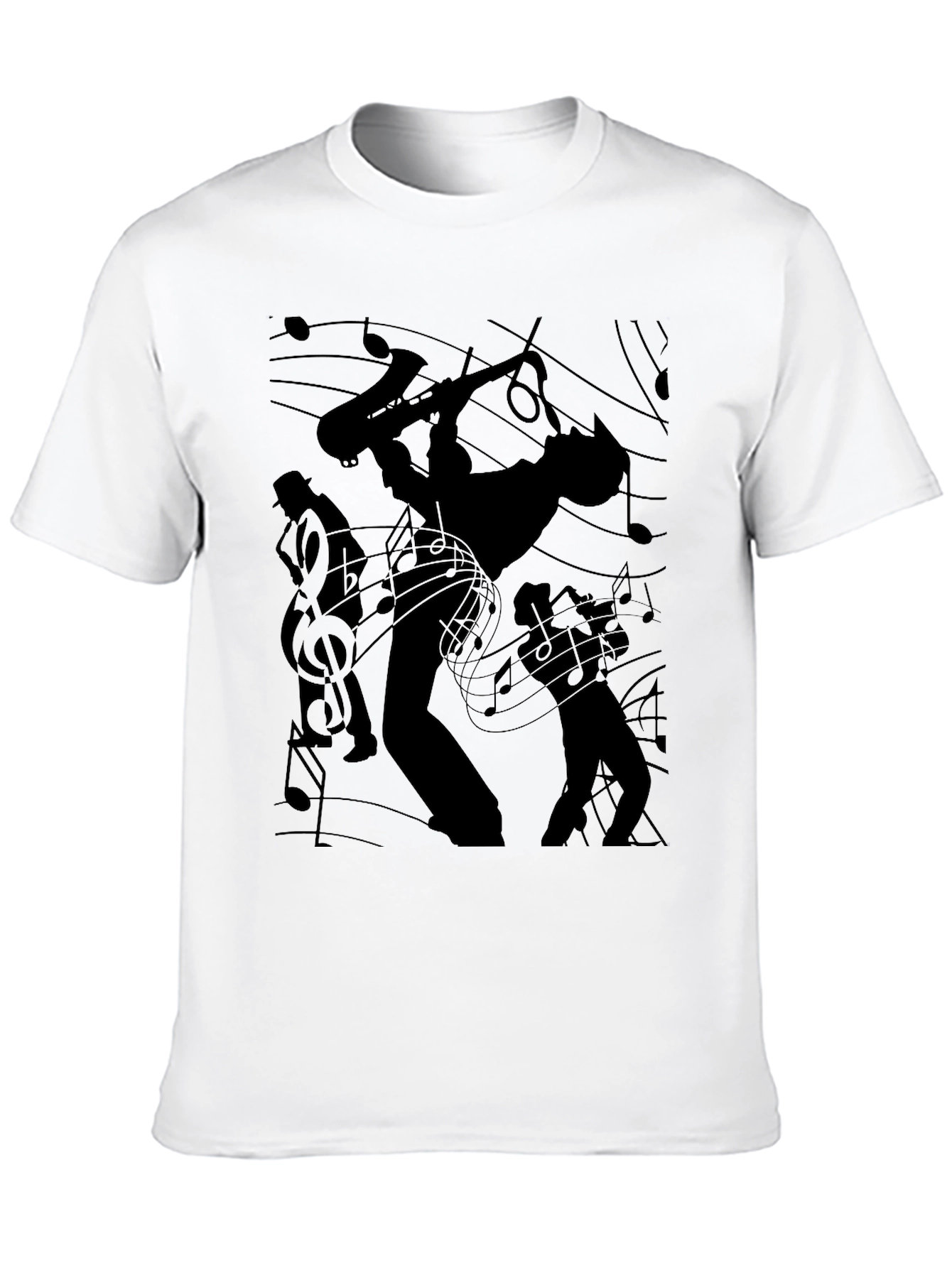 Jazz Band Silhouette Black Graphic Tee