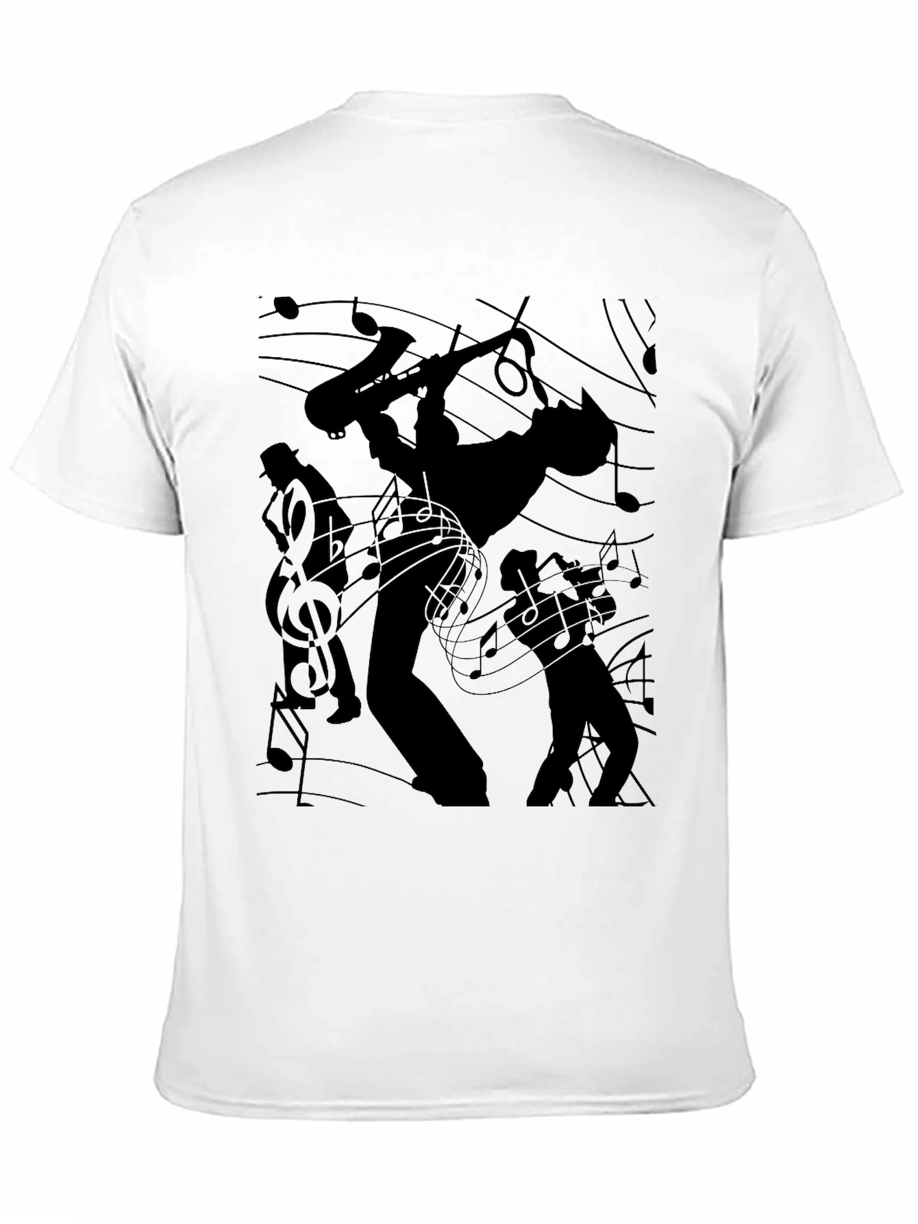 Jazz Band Silhouette Black Graphic Tee