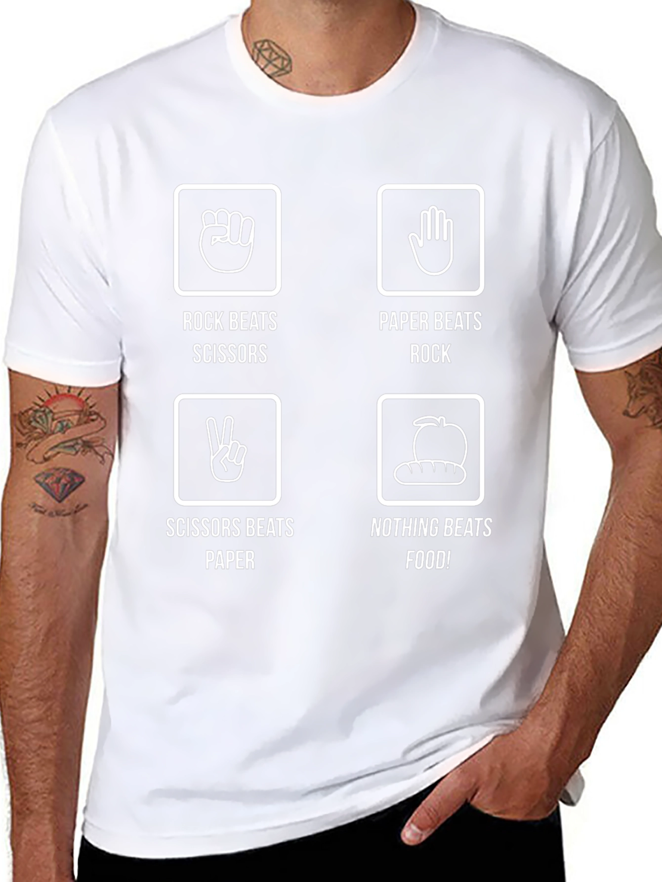 Rock Paper Scissors Foodie Humor T-Shirt