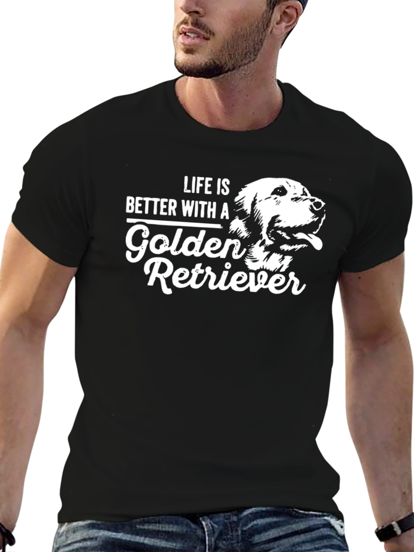 Life is Better with a Golden Retriever Black T-Shirt