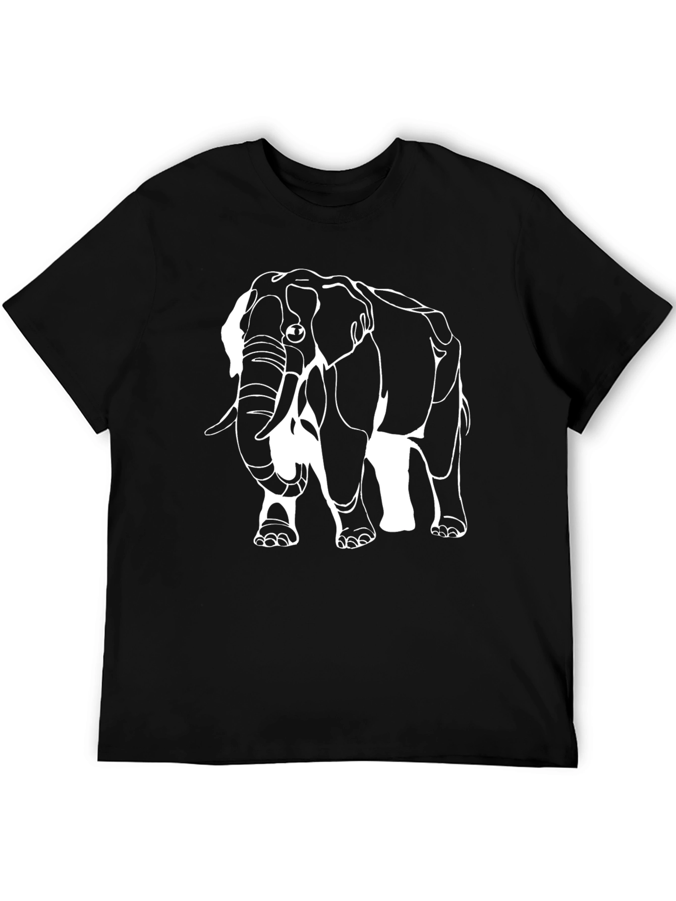Elephant Graphic Print Black T-Shirt