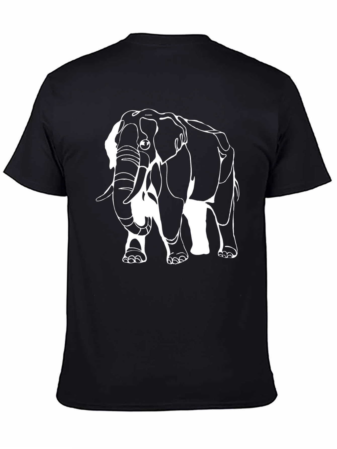 Elephant Graphic Print Black T-Shirt