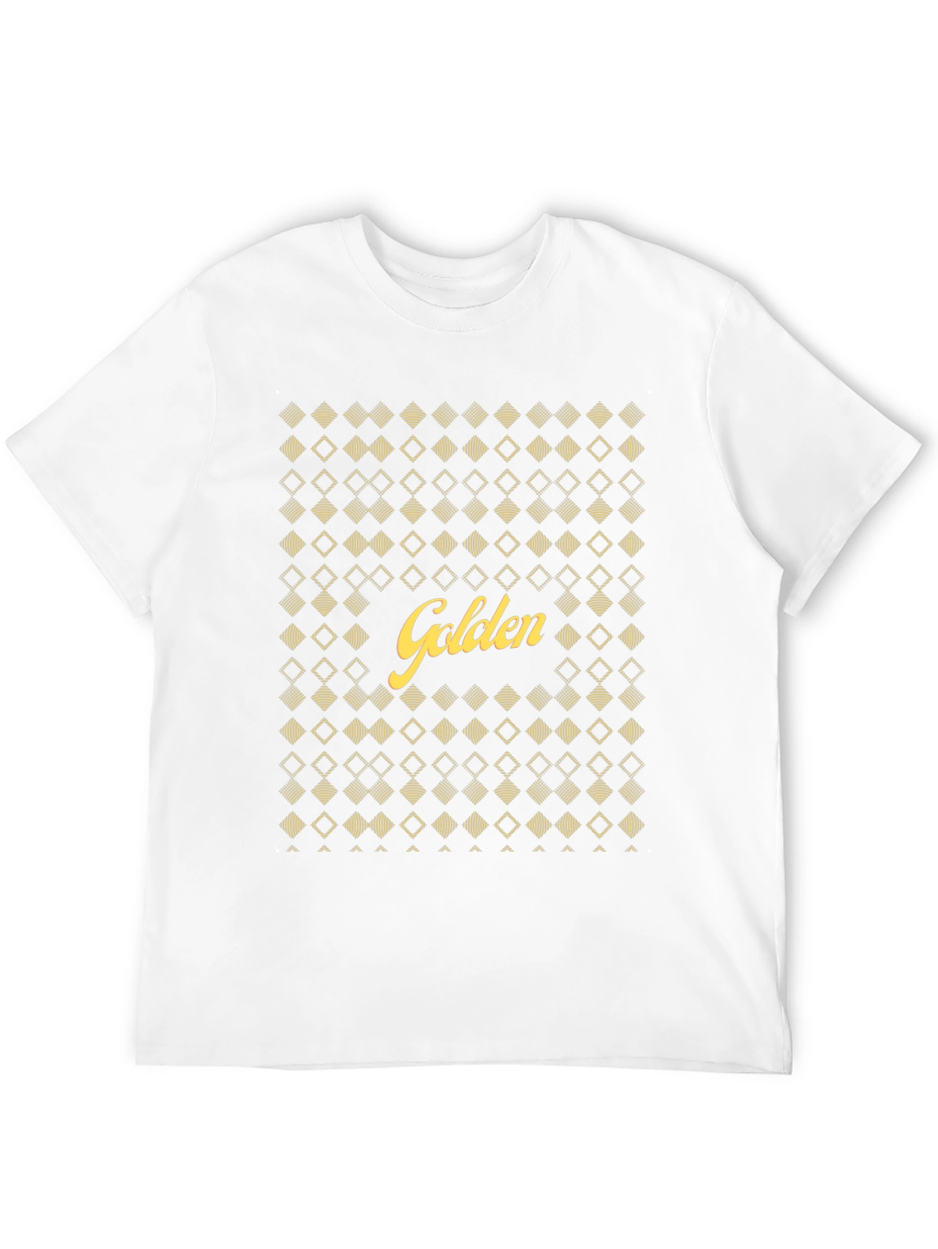 Golden Graphic Tee - Stylish Diamond Pattern T-Shirt
