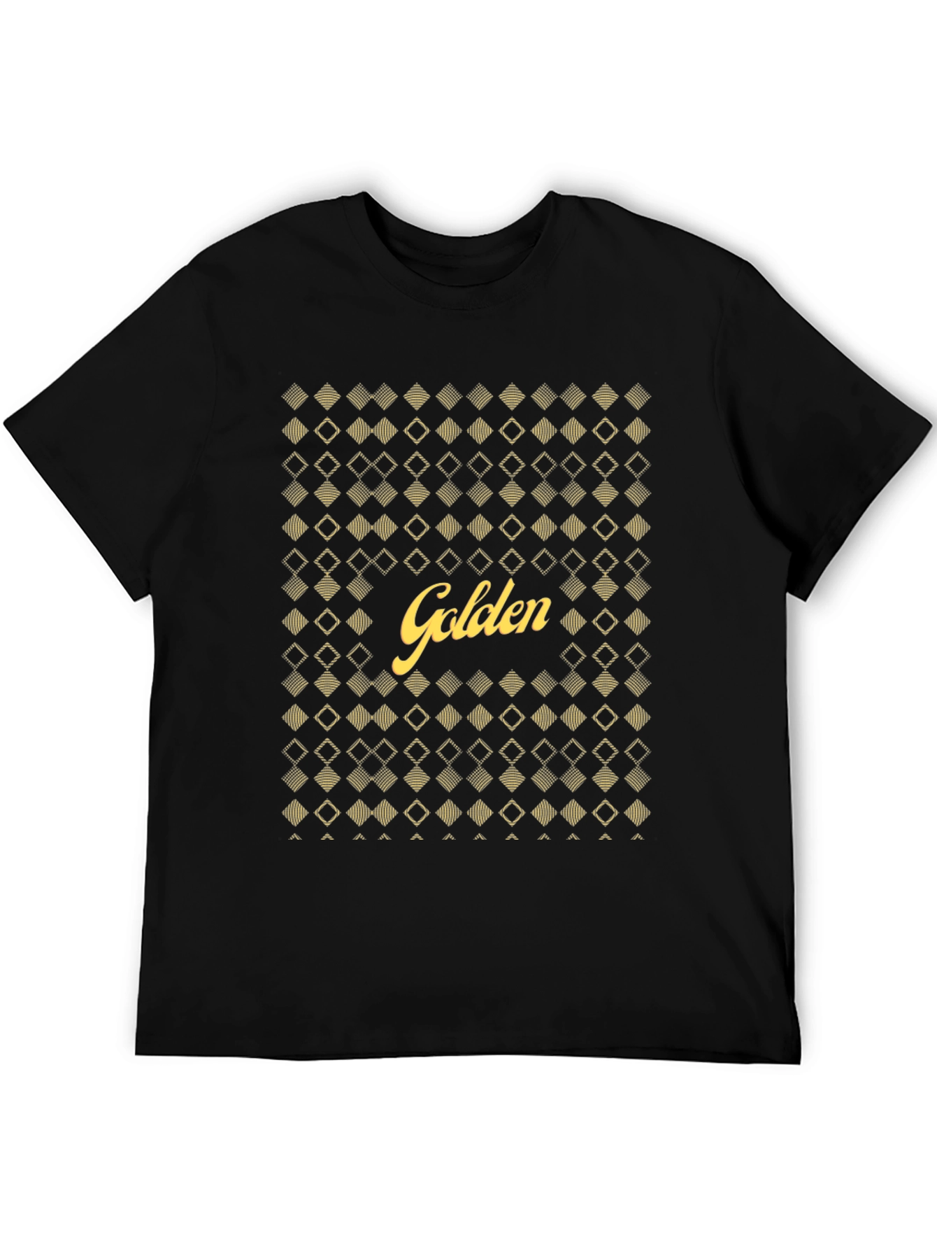 Golden Graphic Tee - Stylish Diamond Pattern T-Shirt