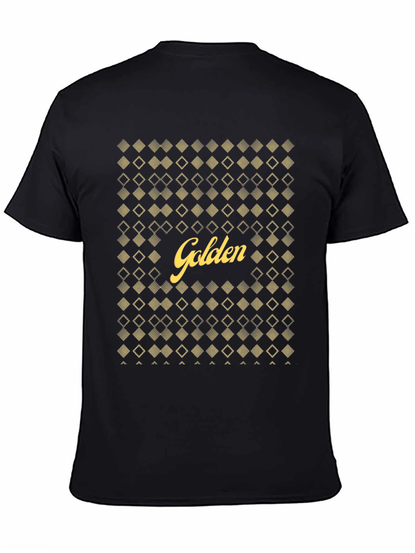 Golden Graphic Tee - Stylish Diamond Pattern T-Shirt