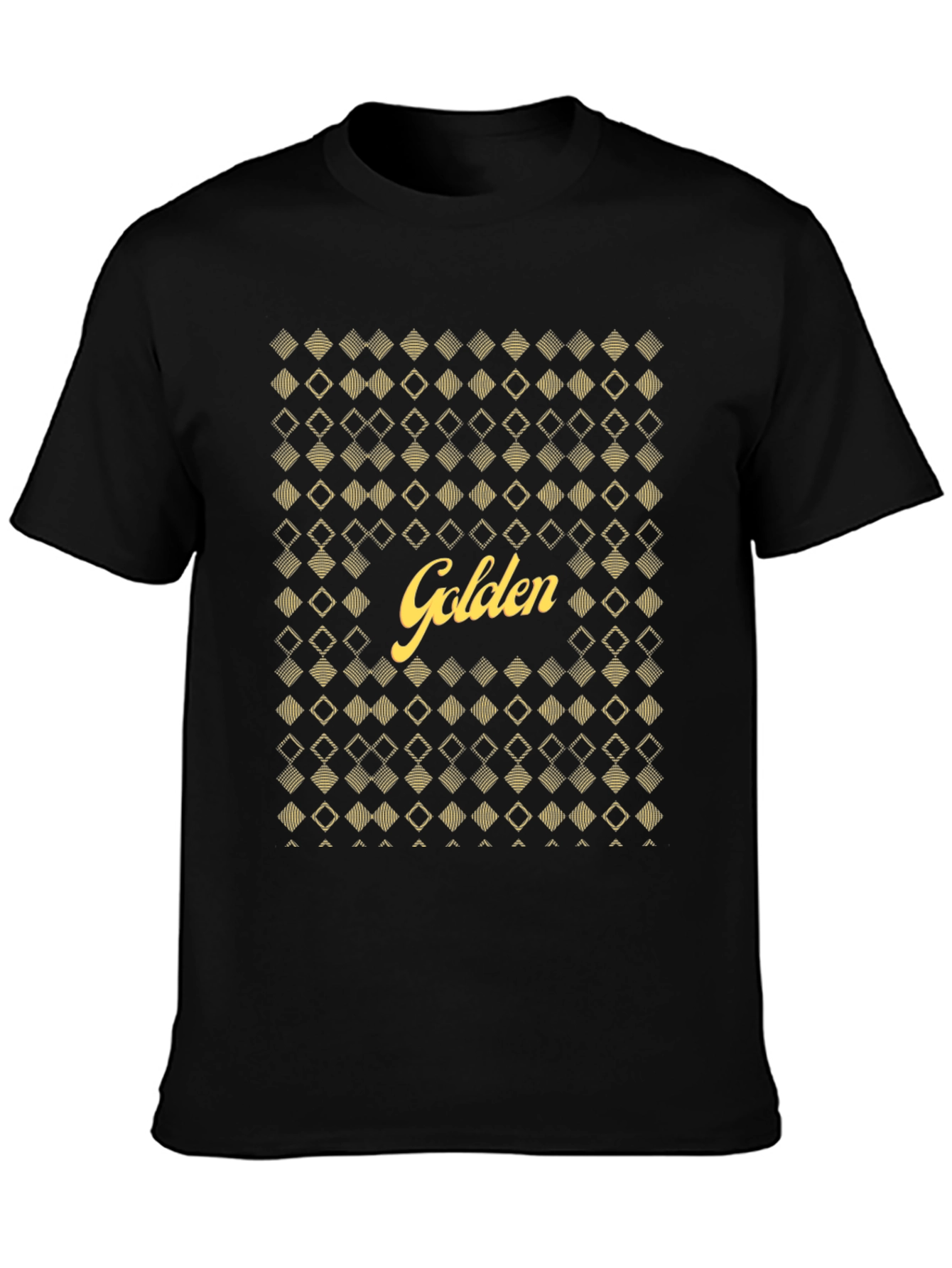 Golden Graphic Tee - Stylish Diamond Pattern T-Shirt