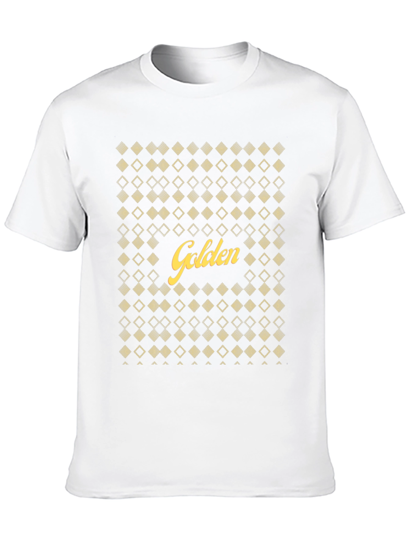 Golden Graphic Tee - Stylish Diamond Pattern T-Shirt