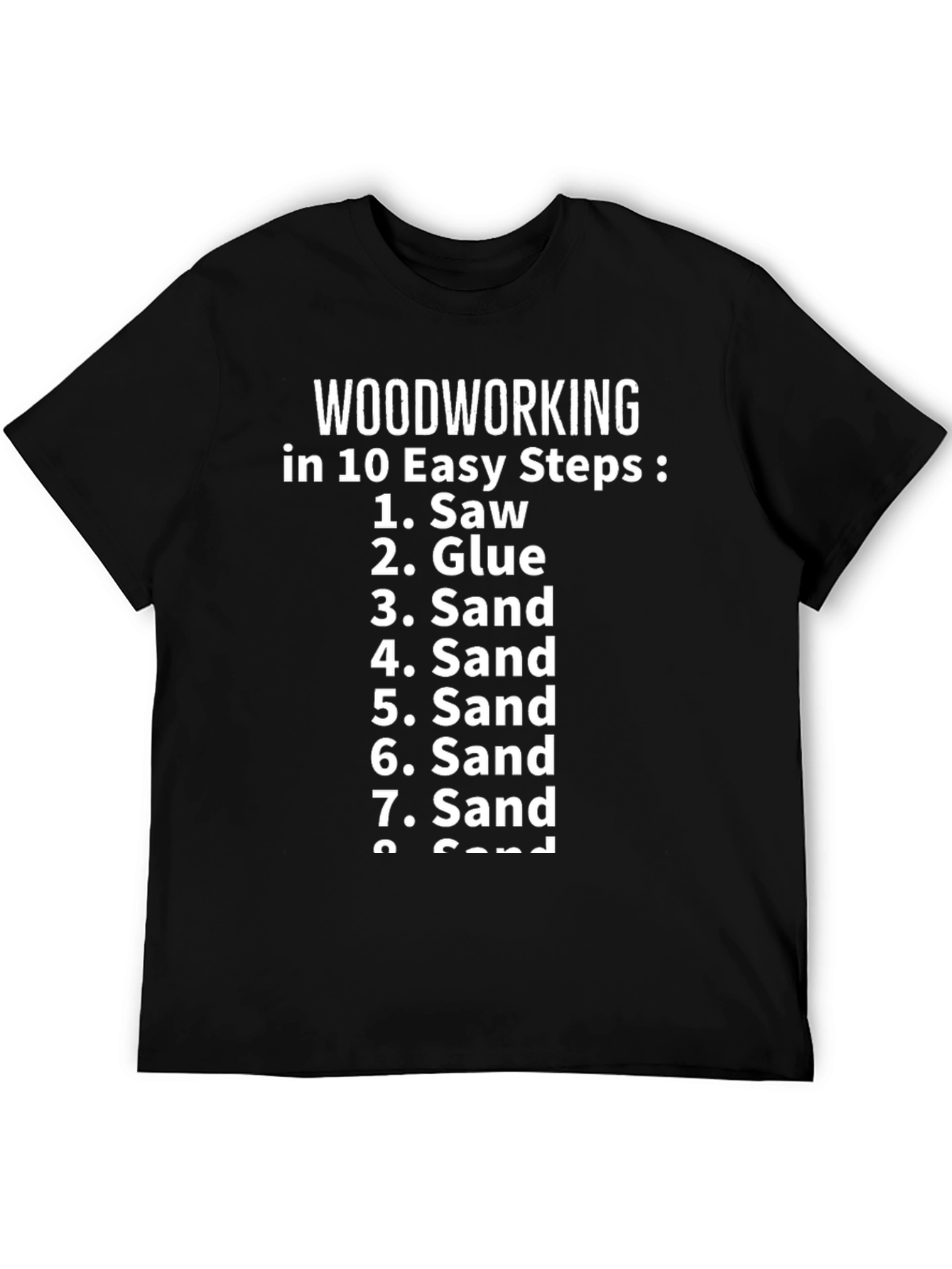 Woodworking Steps Graphic Tee - Black Cotton Shirt