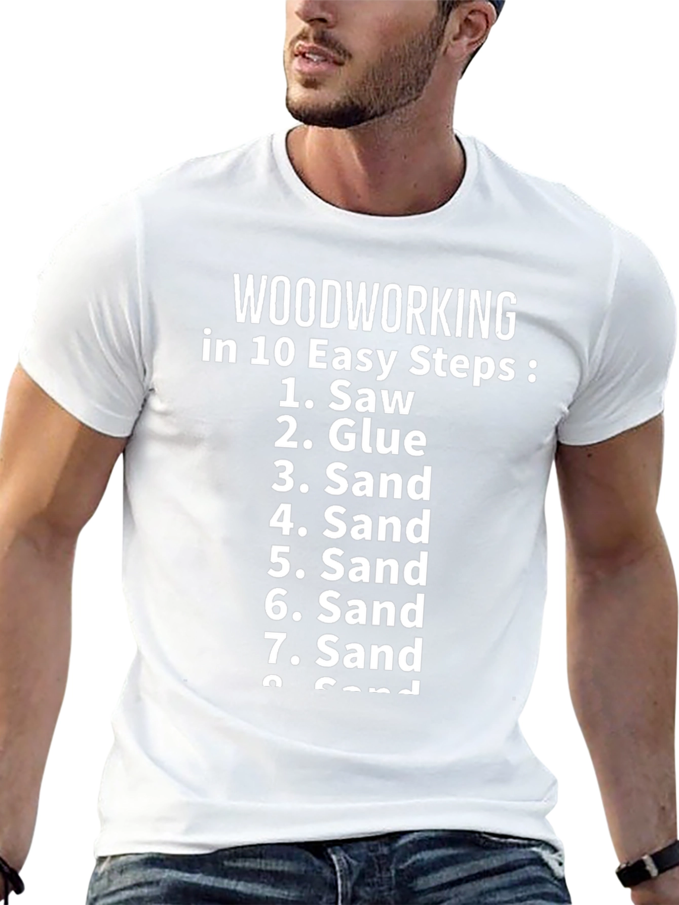 Woodworking Steps Graphic Tee - Black Cotton Shirt