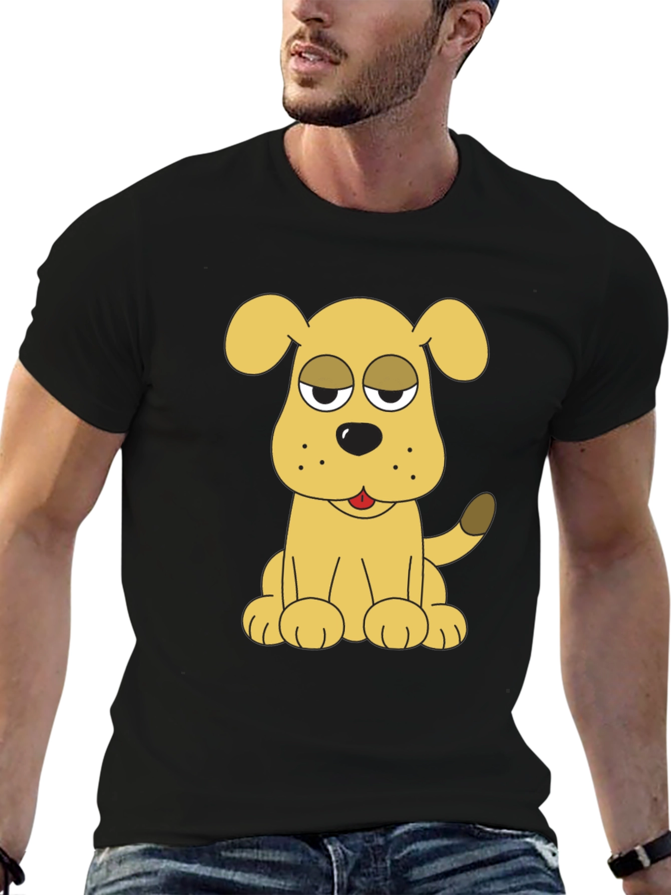 Dog Cartoon Black T-Shirt