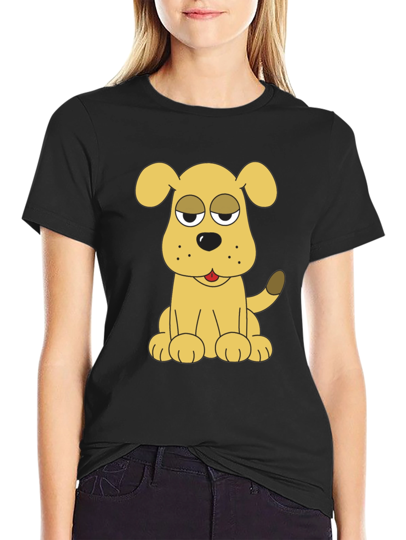 Dog Cartoon Black T-Shirt
