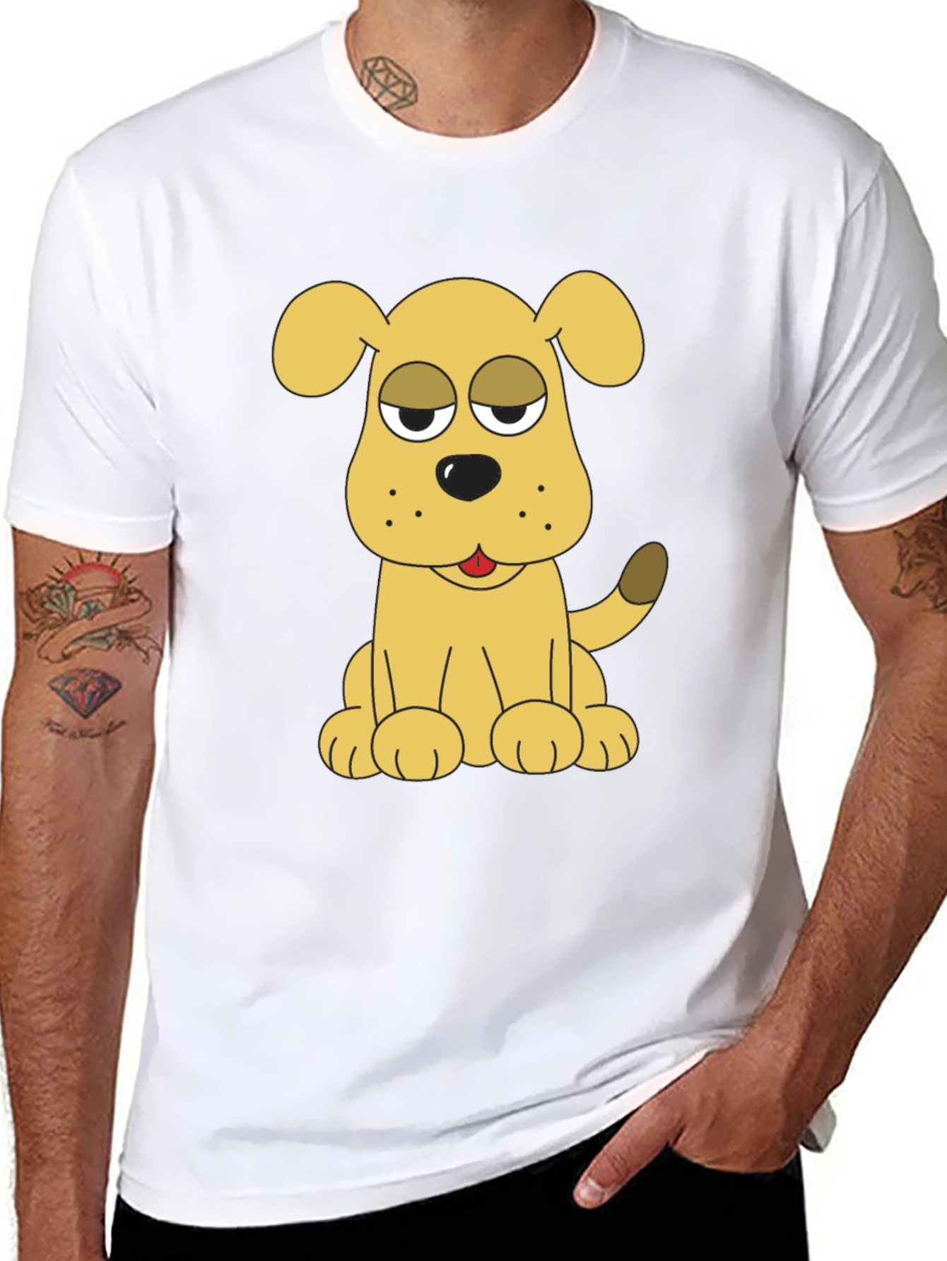 Dog Cartoon Black T-Shirt