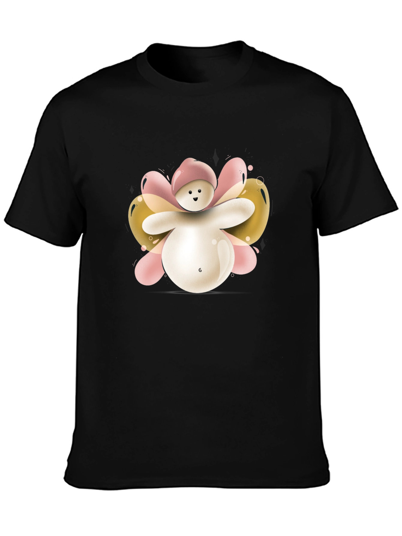 Cute Balloon Character Black T-Shirt