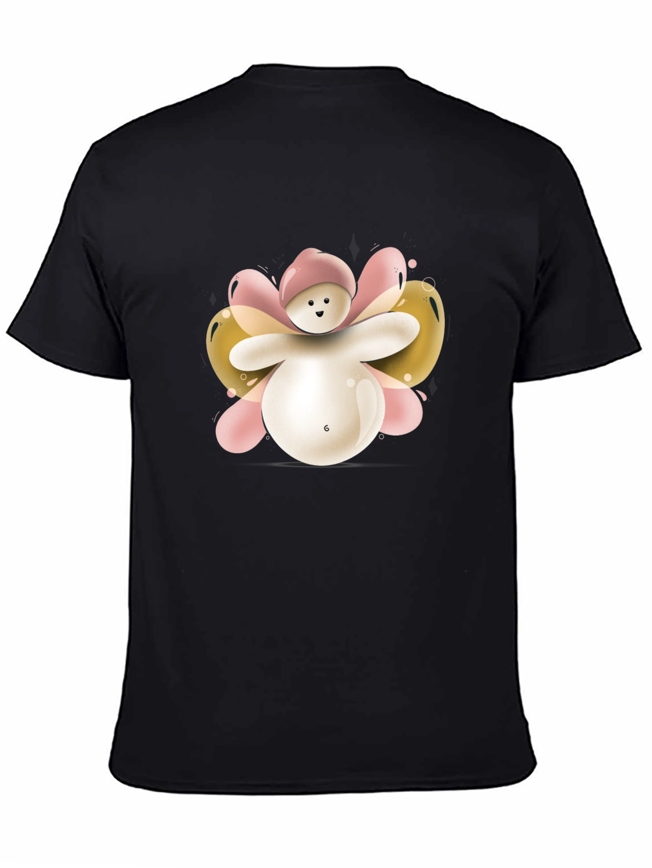 Cute Balloon Character Black T-Shirt