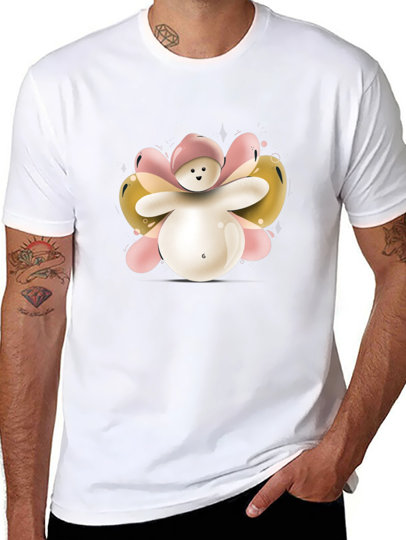 Cute Balloon Character Black T-Shirt