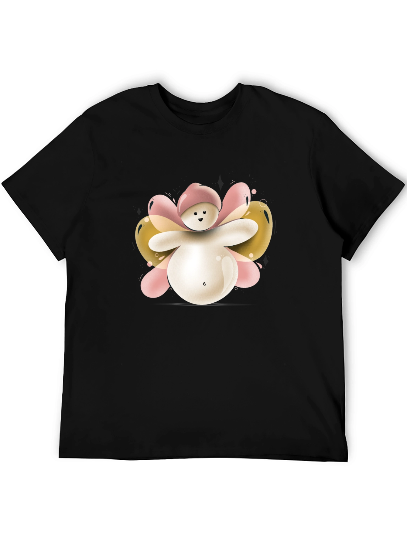 Cute Balloon Character Black T-Shirt