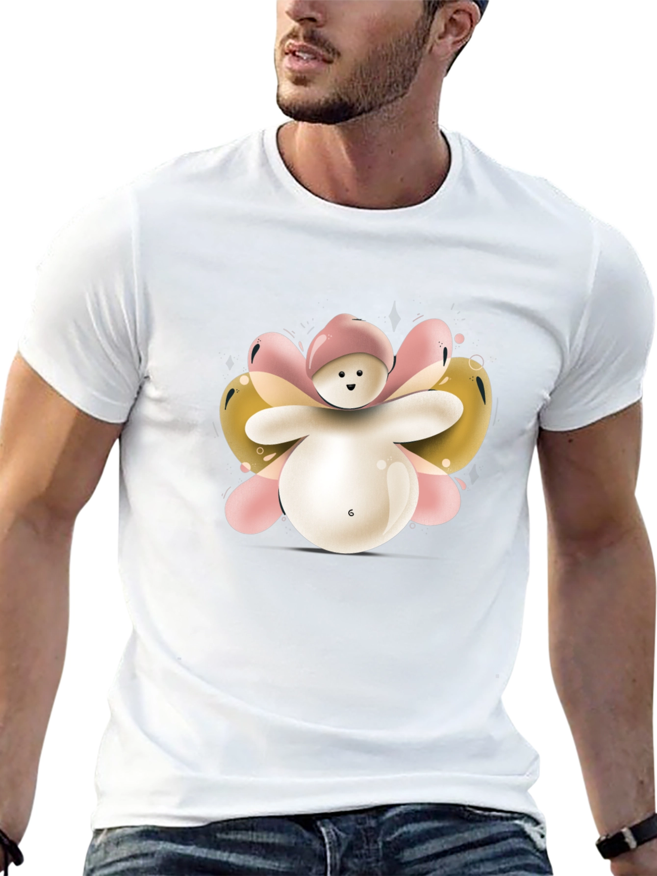 Cute Balloon Character Black T-Shirt