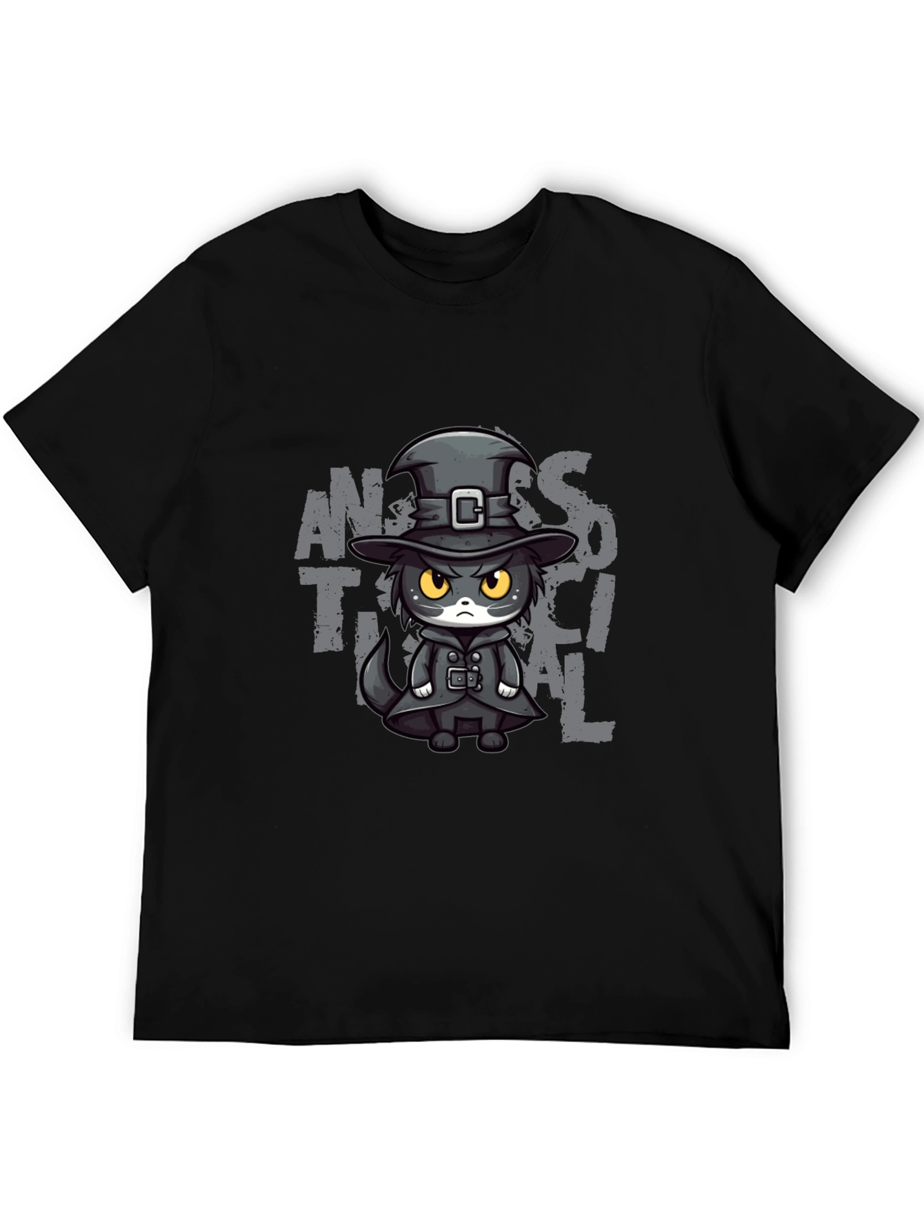 Antisocial Cat Cartoon Graphic T-Shirt