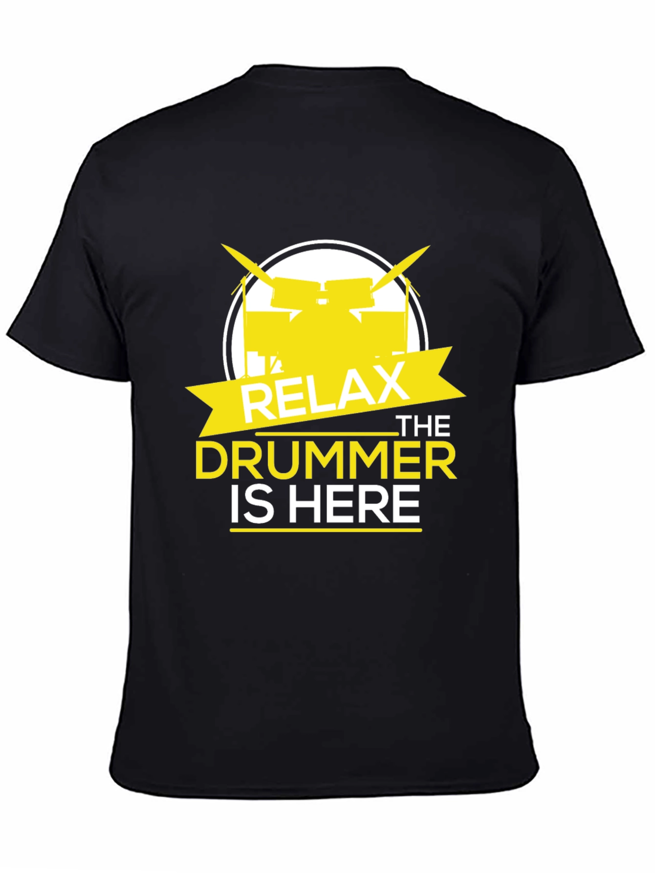 Relax The Drummer Is Here Black Graphic T-Shirt