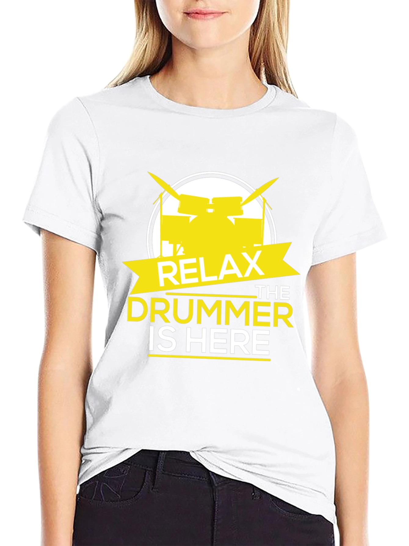 Relax The Drummer Is Here Black Graphic T-Shirt