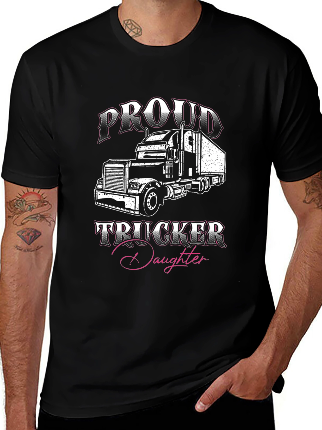 Proud Trucker Daughter Graphic T-Shirt