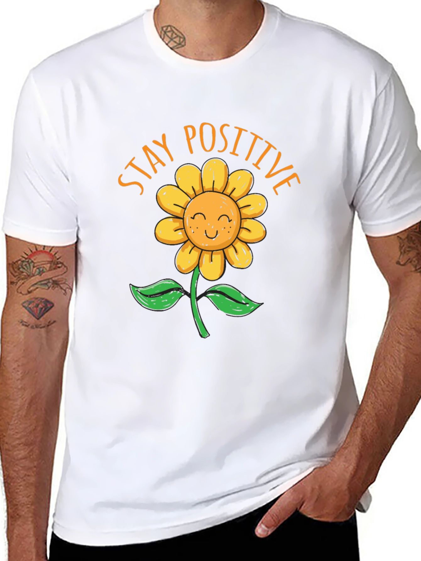 Stay Positive Sunflower Graphic T-Shirt