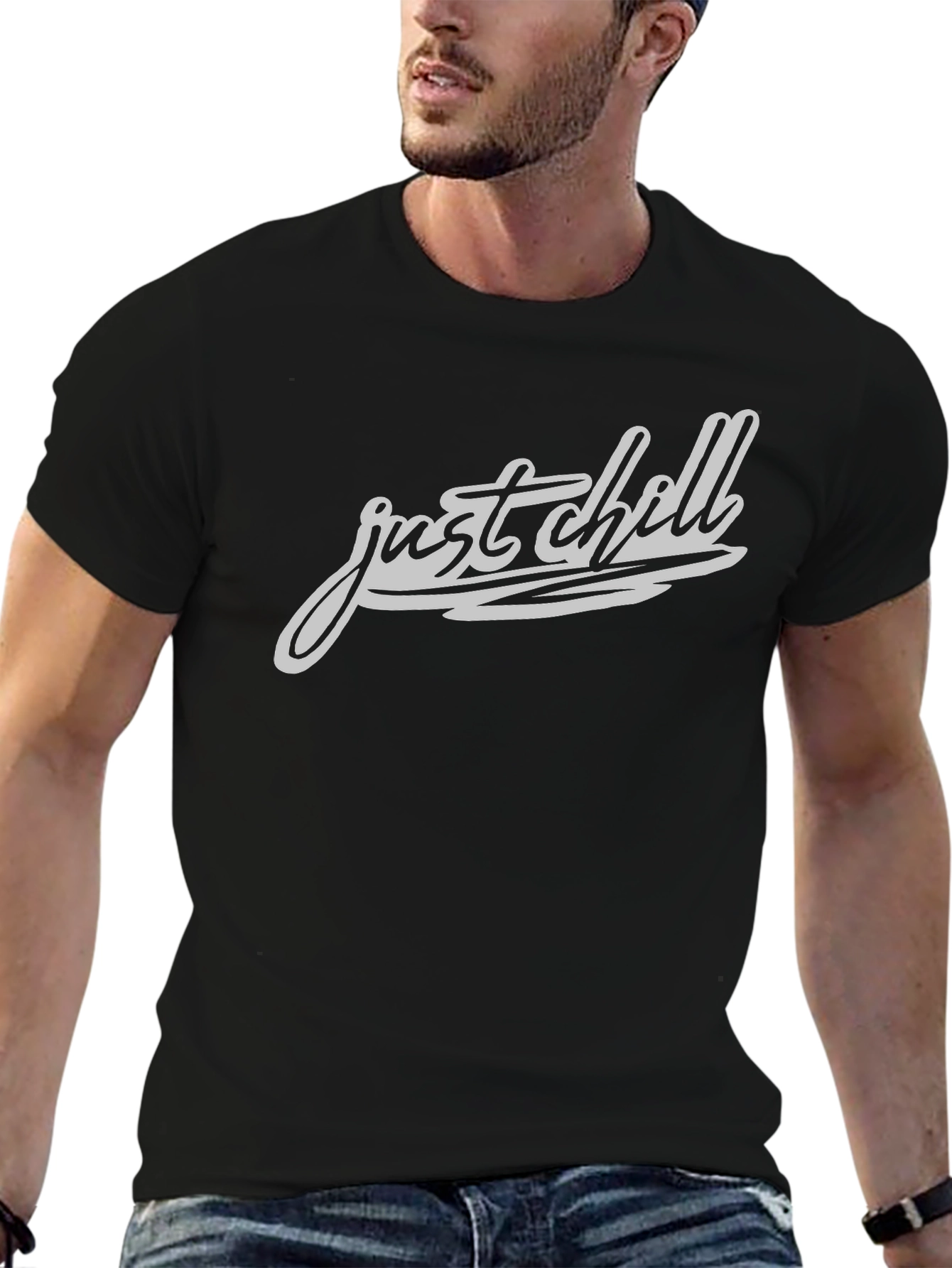 Just Chill Graphic Tee - Mens Casual Black T-Shirt