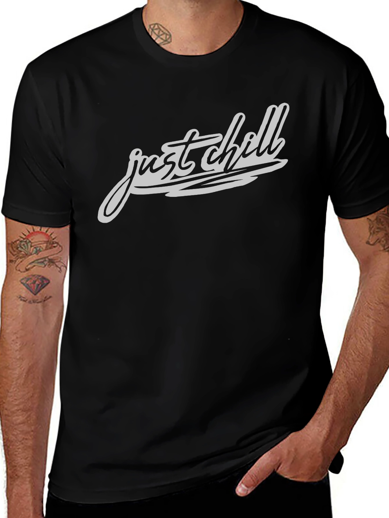 Just Chill Graphic Tee - Mens Casual Black T-Shirt