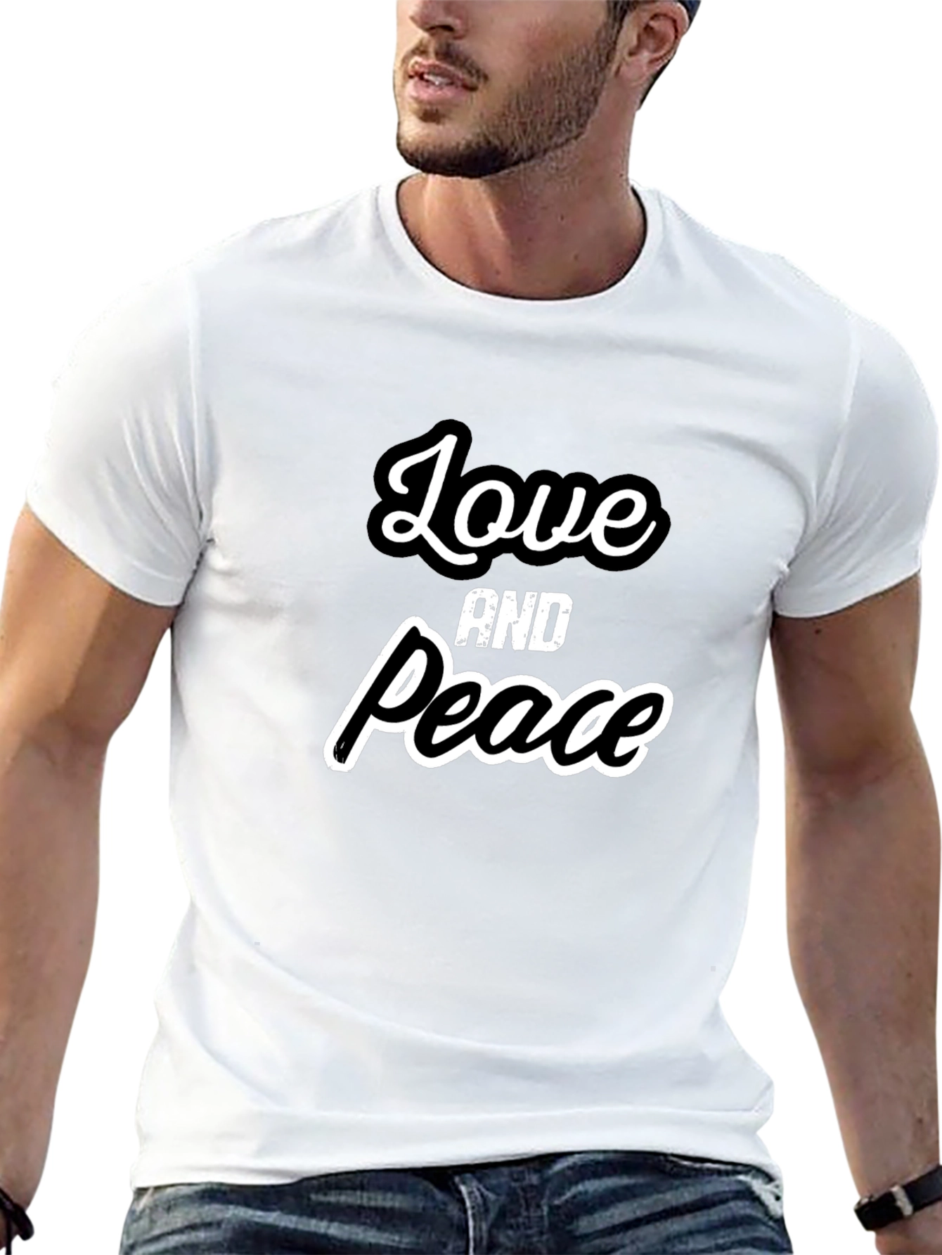 Love and Peace Graphic T-Shirt - Black
